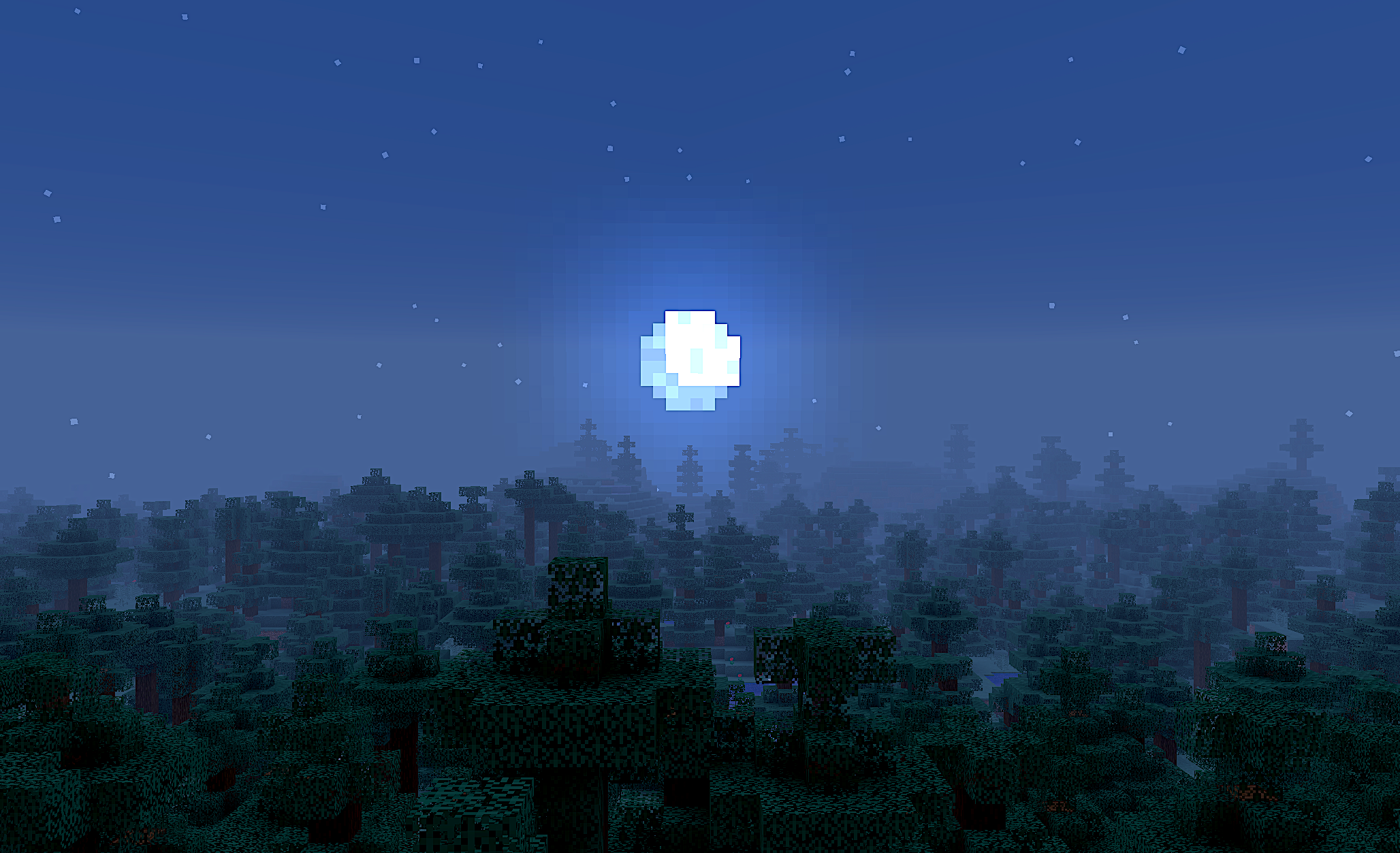 Minecraft Taiga at Night [2056x1253]