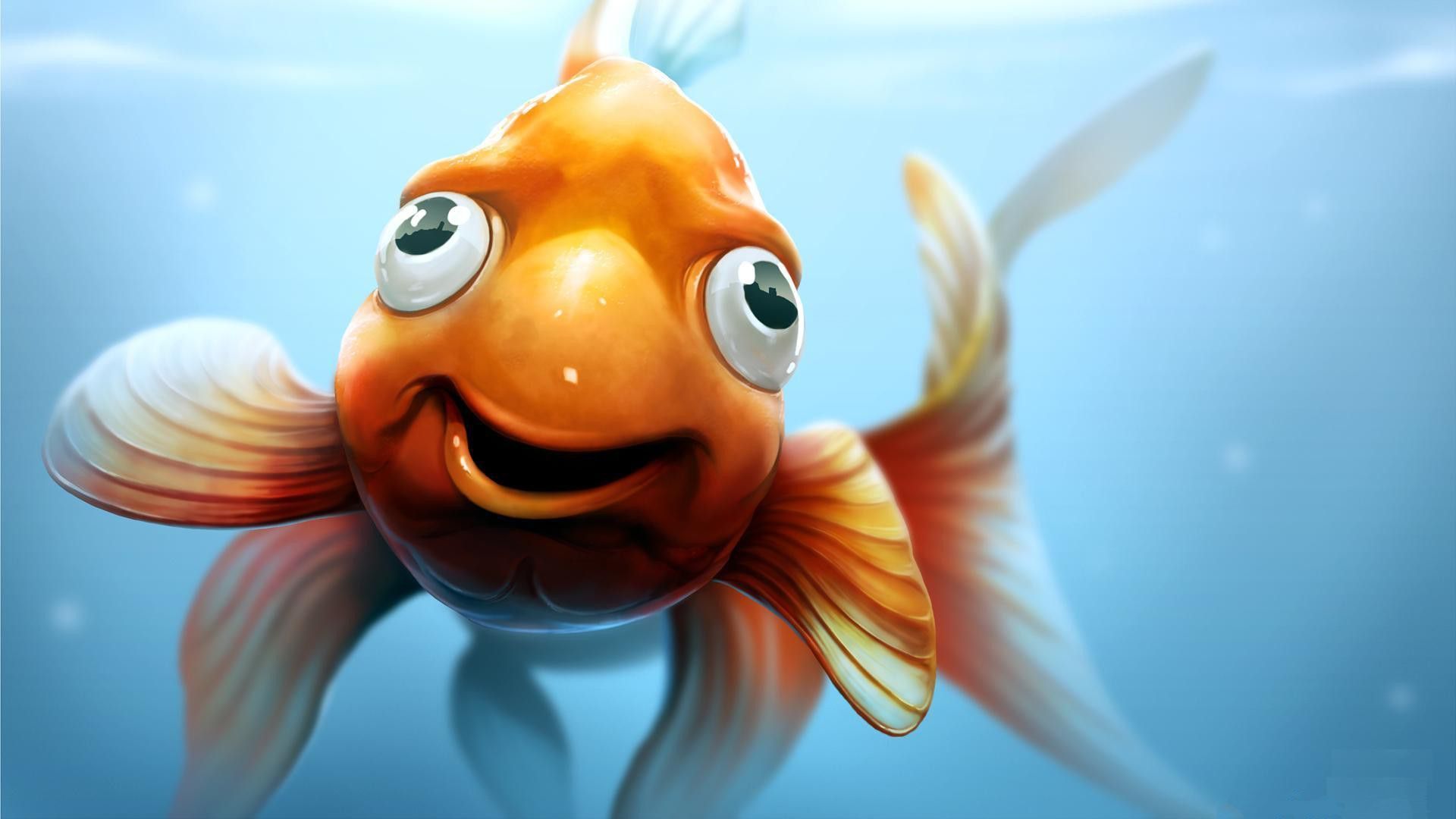 3D Goldie Fish Funny Gold Animated Wallpaper. Goldfish wallpaper, Goldfish, Cute animal illustration