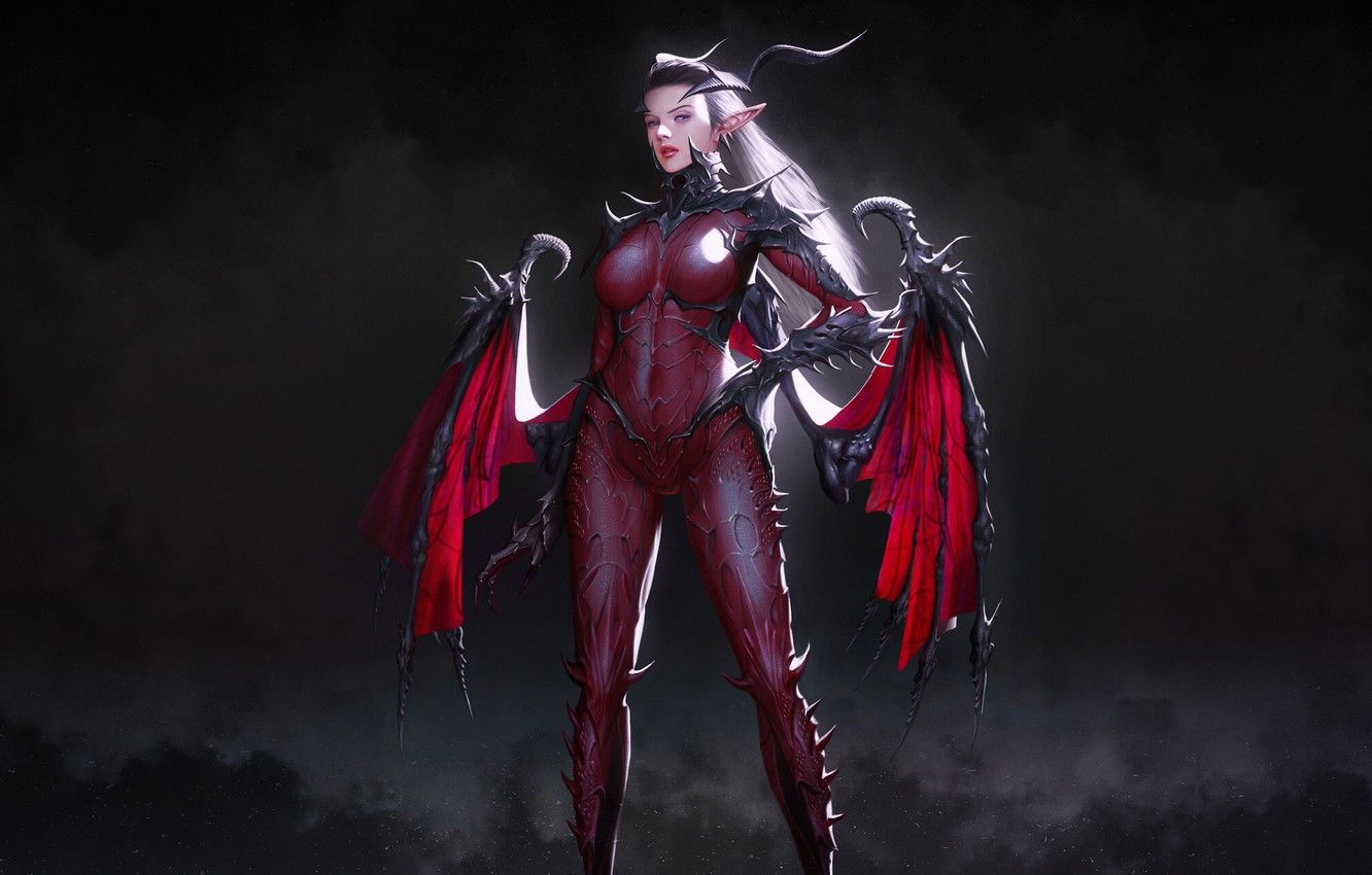 Wallpaper Girl, Style, Girl, Wings, The demon, Fantasy, Art, Devil, Succubus, Style, Fiction, Figure, Illustration, Succubus, Demon, Wings image for desktop, section фантастика