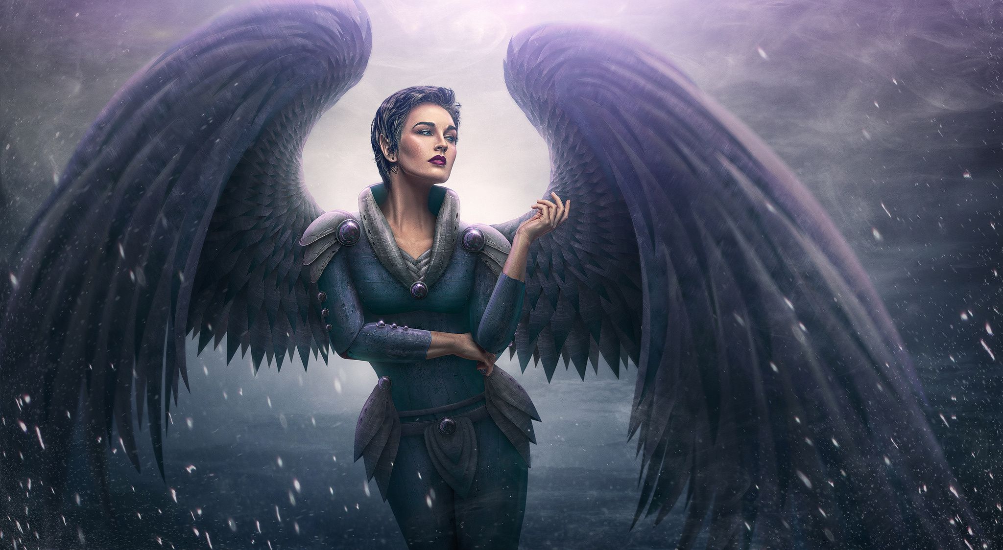 Wallpaper. Fantasy. photo. picture. the demon, wings, girl, background, art