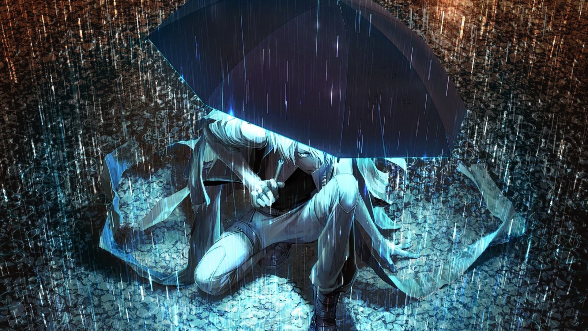 Wallpaper yuanmaru, man, umbrella, rain, light, night, puddles. Anime wallpaper 1920x 1080p anime wallpaper, Anime wallpaper