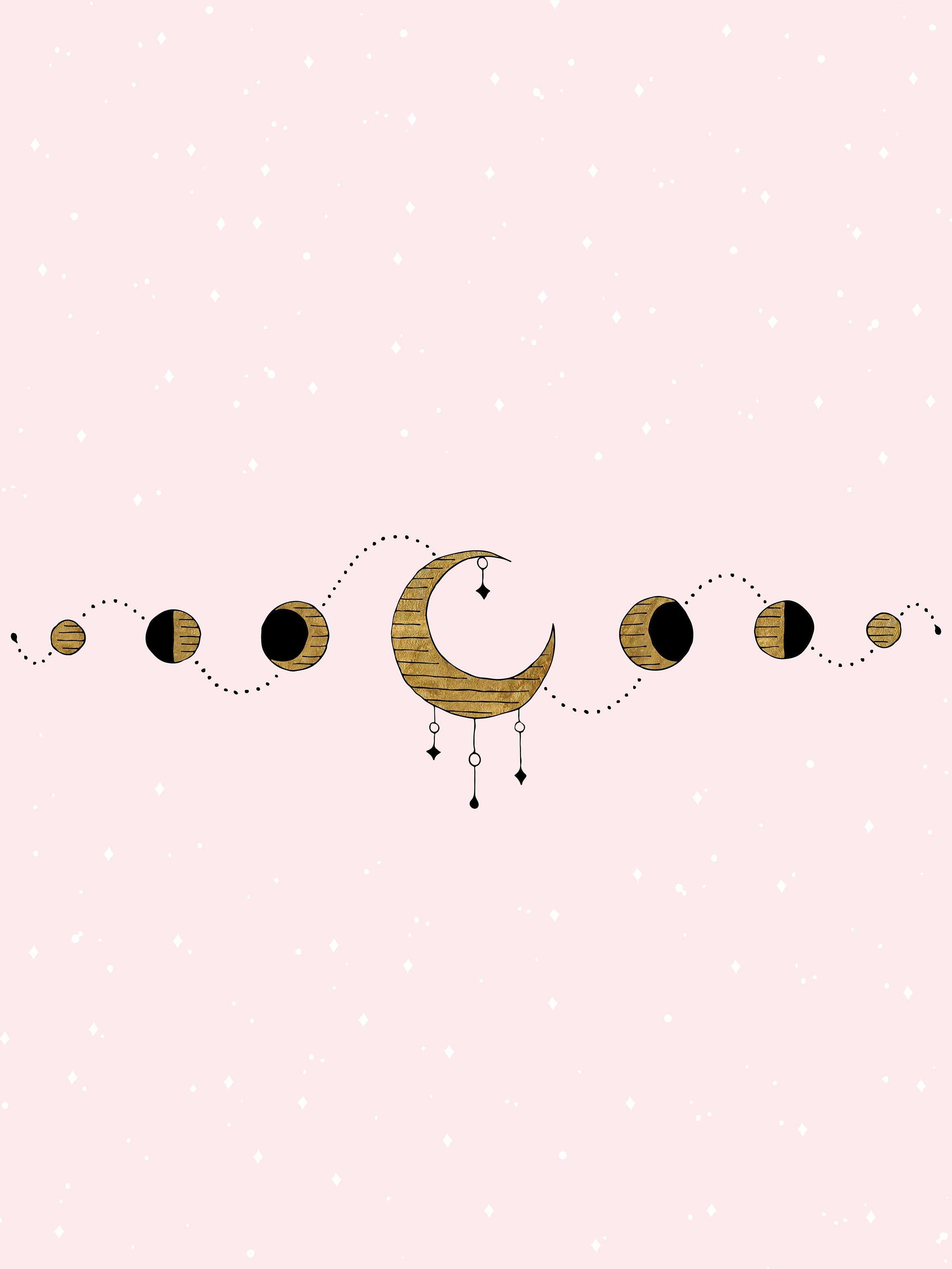 Moon phase desktop and phone wallpaper. Witch wallpaper, Kawaii wallpaper, Phone wallpaper