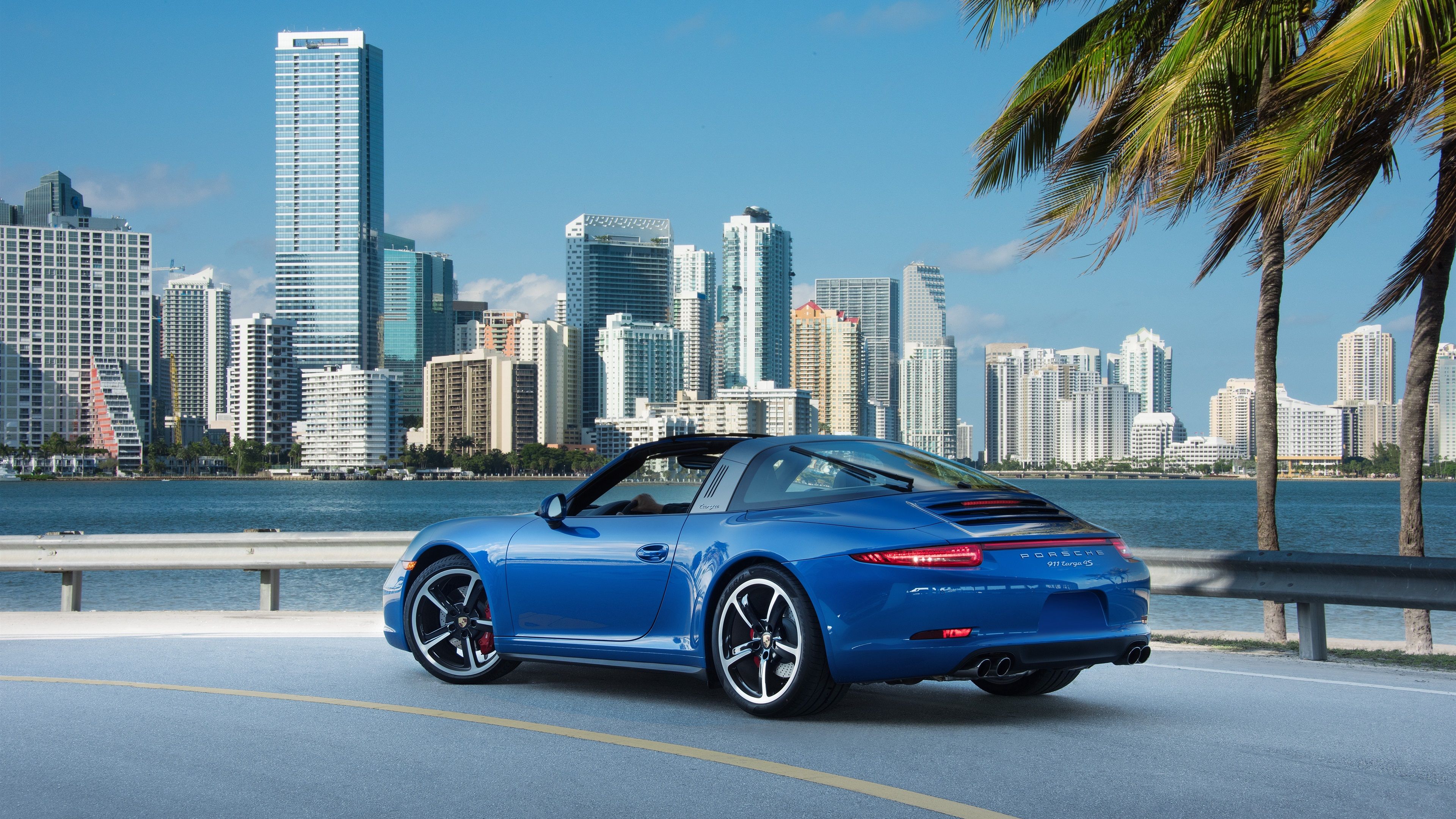Wallpaper Porsche 911 Targa 4S blue supercar at city 3840x2160 UHD 4K Picture, Image