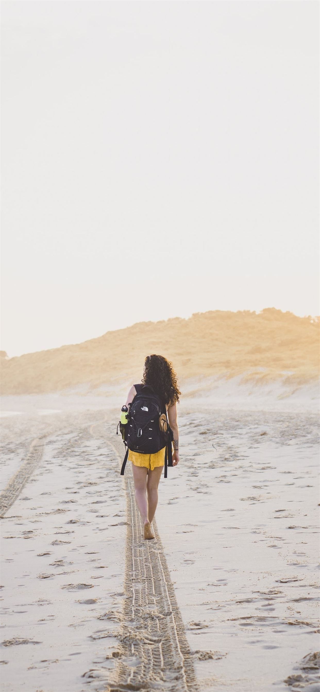 Sunset Beach Girl Walking Australia Day iPhone X Wallpaper Free Download