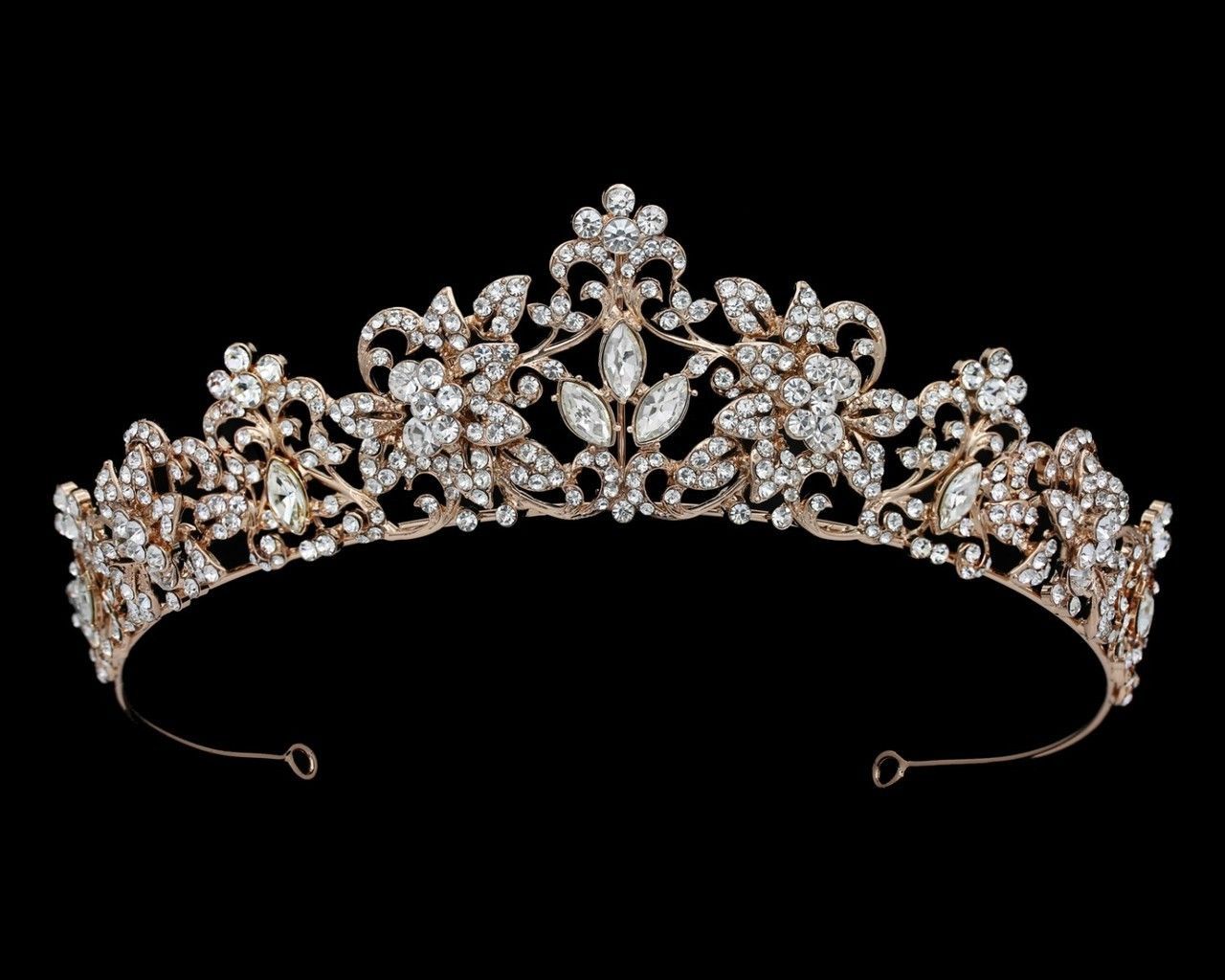 Rose Gold Rhinestone Scroll Wedding and Quinceanera Tiara. Rose gold tiara, Quinceanera jewelry, Bridal jewelry