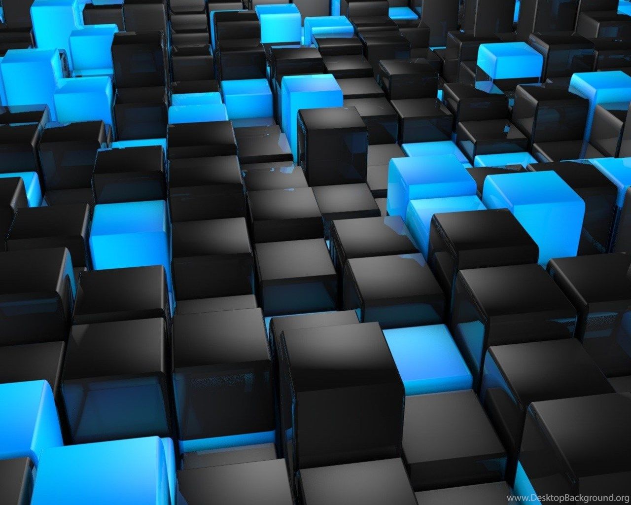 Cool PC Wallpaper 3D Black And Blue Cubes Wallpaper 1920x1200. Desktop Background
