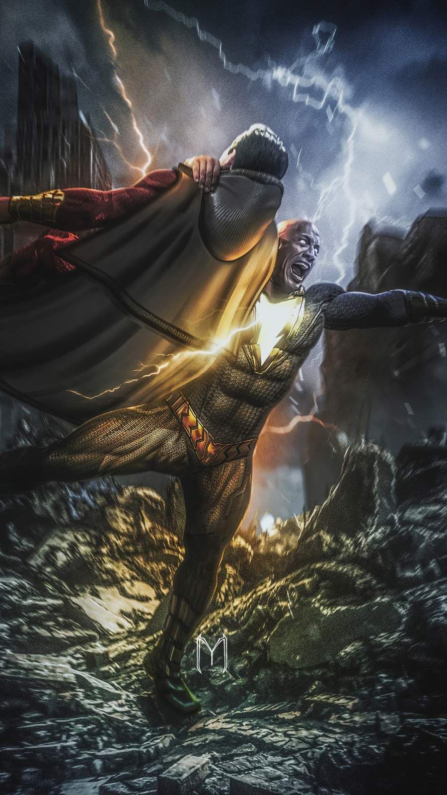 Black Adam vs Shazam iPhone Wallpaper. Marvel superhero posters, Shazam, Dc comics artwork