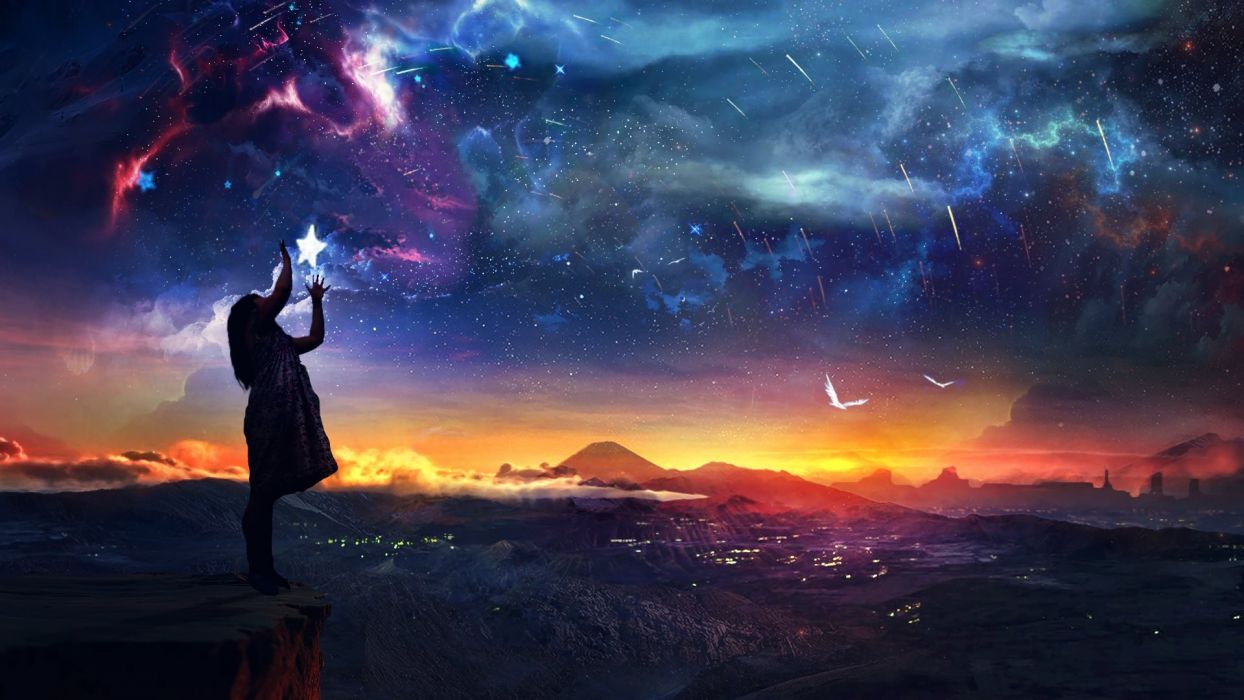 Girl Sky Wallpaper