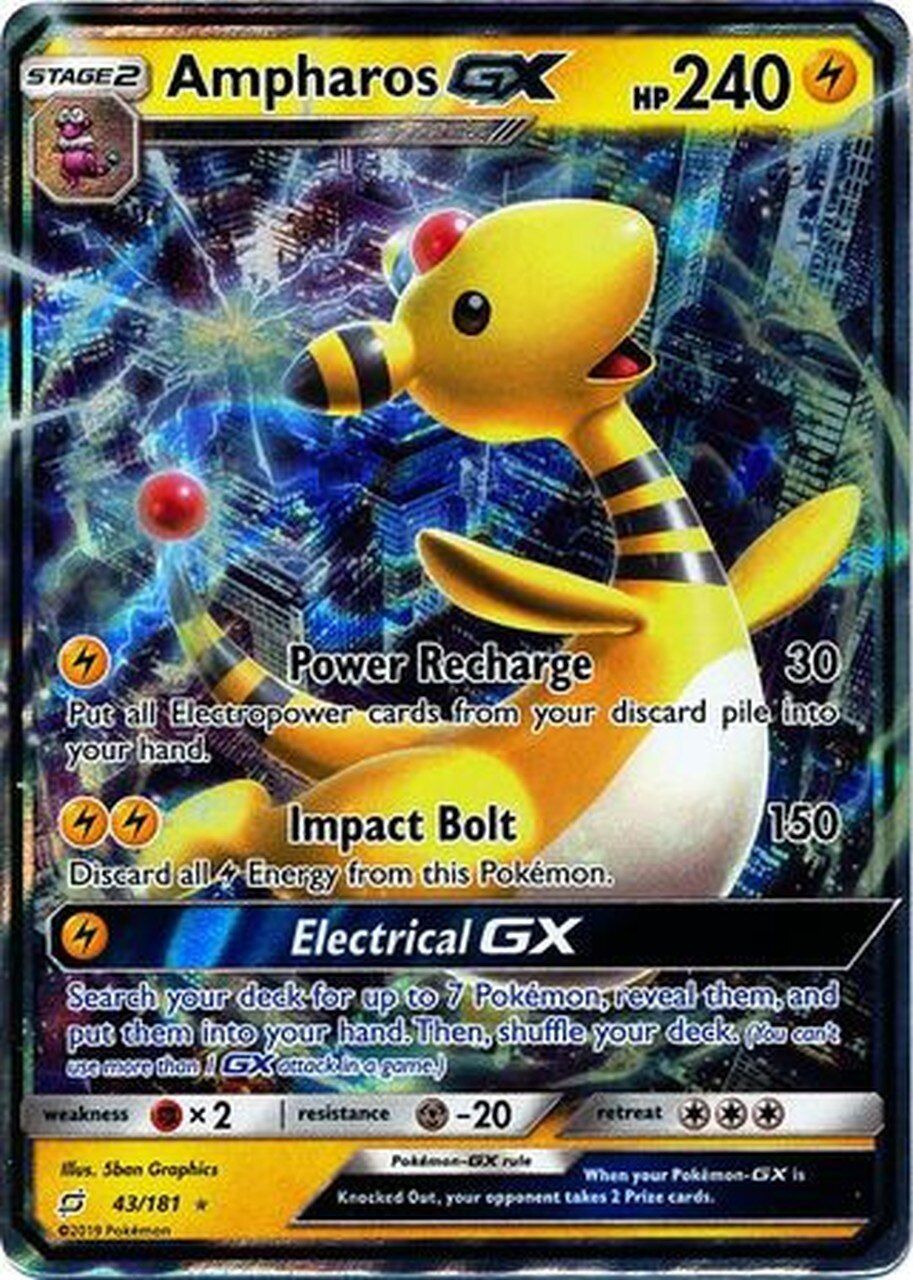 Pokemon Team Up Single Card Ultra Rare Holo Ampharos Gx Cards Team Up Wallpaper & Background Download
