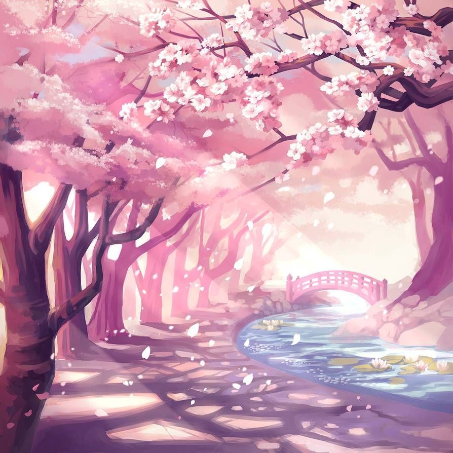 Download Anime Spring City Macbook Pro Aesthetic Wallpaper | Wallpapers.com