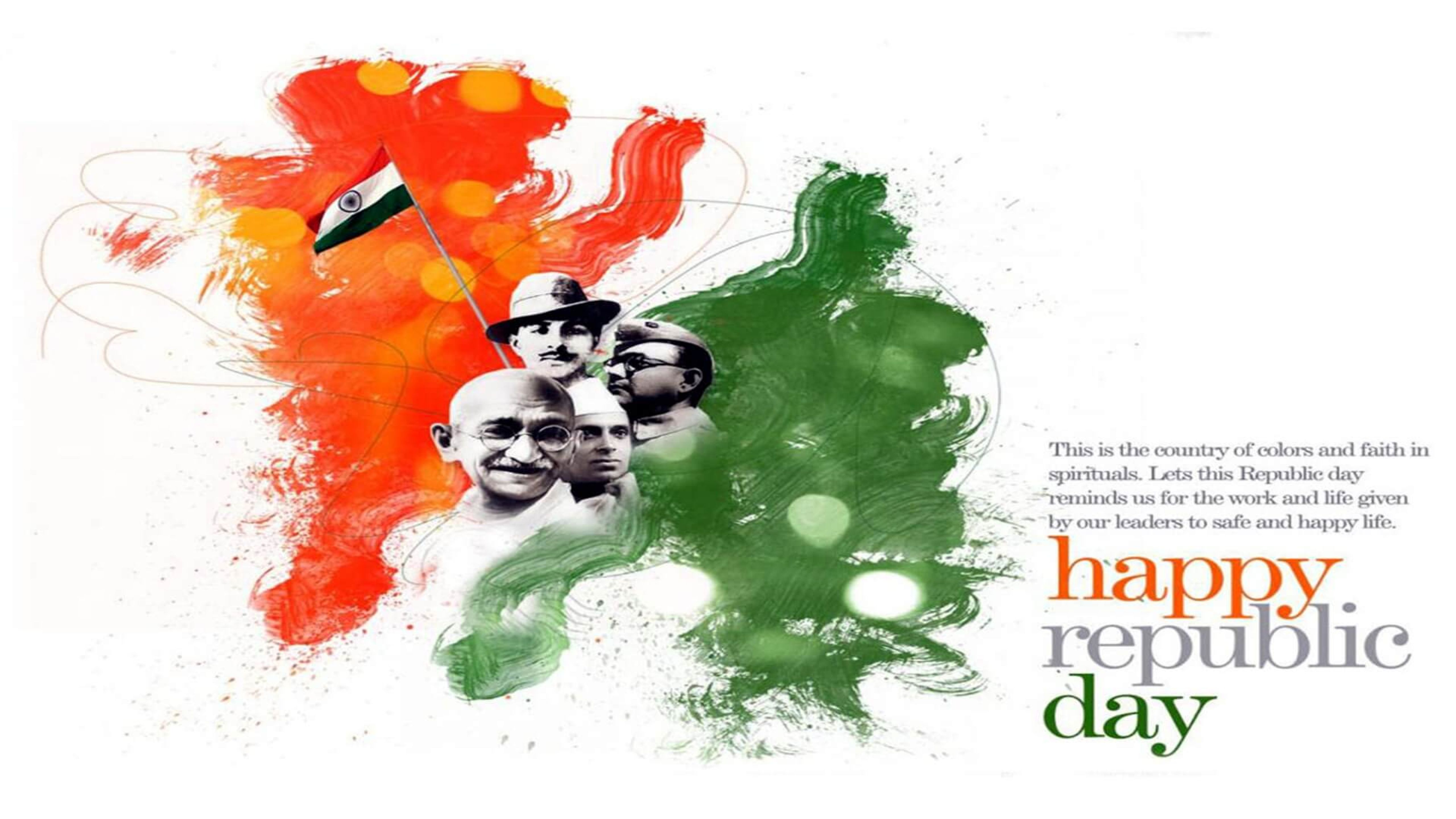 Happy Republic Day Wishes India January 26 Freedom Fighters HD Pc Wallpaper