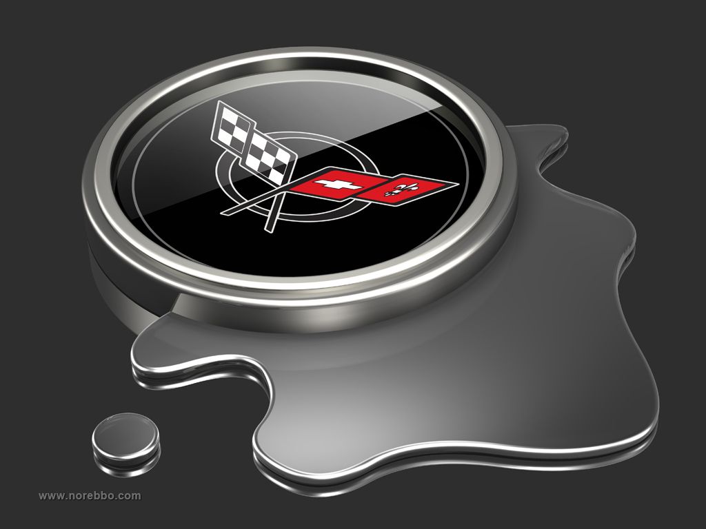 Corvette logo illustrations rendered with a variety of objects
