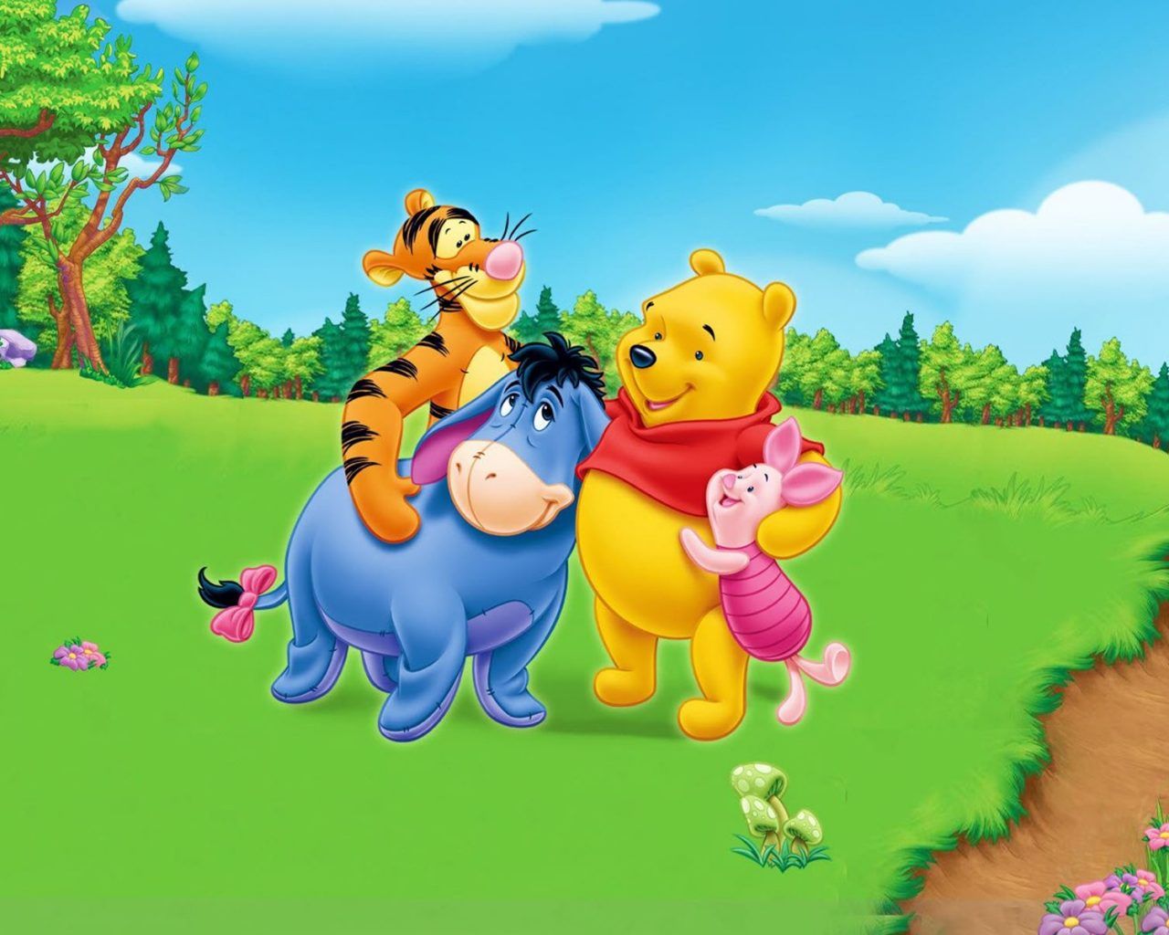 Winnie The Pooh Tigger Eeyore Piglet Friendship With Friends Cartoon Desktop Wallpaper Full Screen 1920x1200, Wallpaper13.com