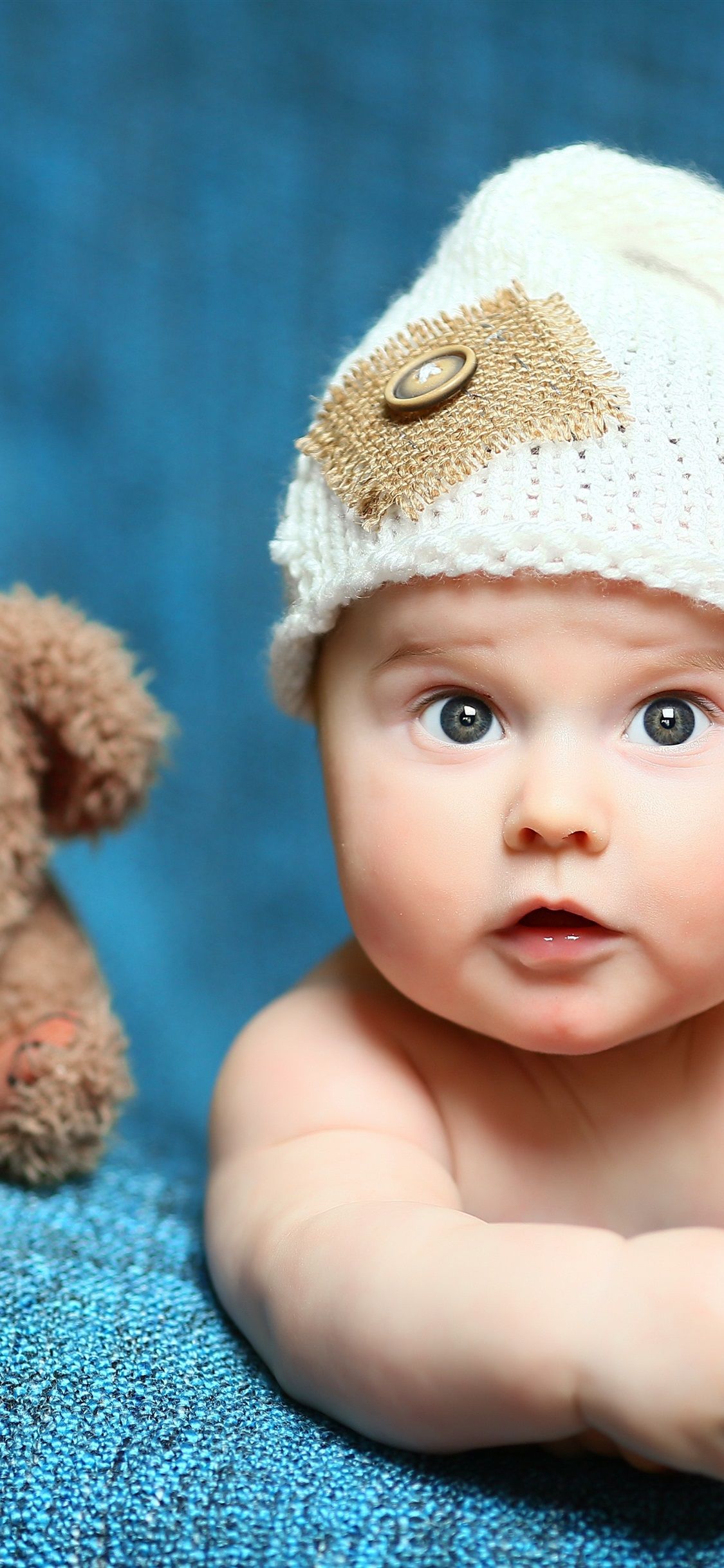 Cute Baby And Toy Bear 1125x2436 IPhone 11 Pro XS X Wallpaper, Background, Picture, Image