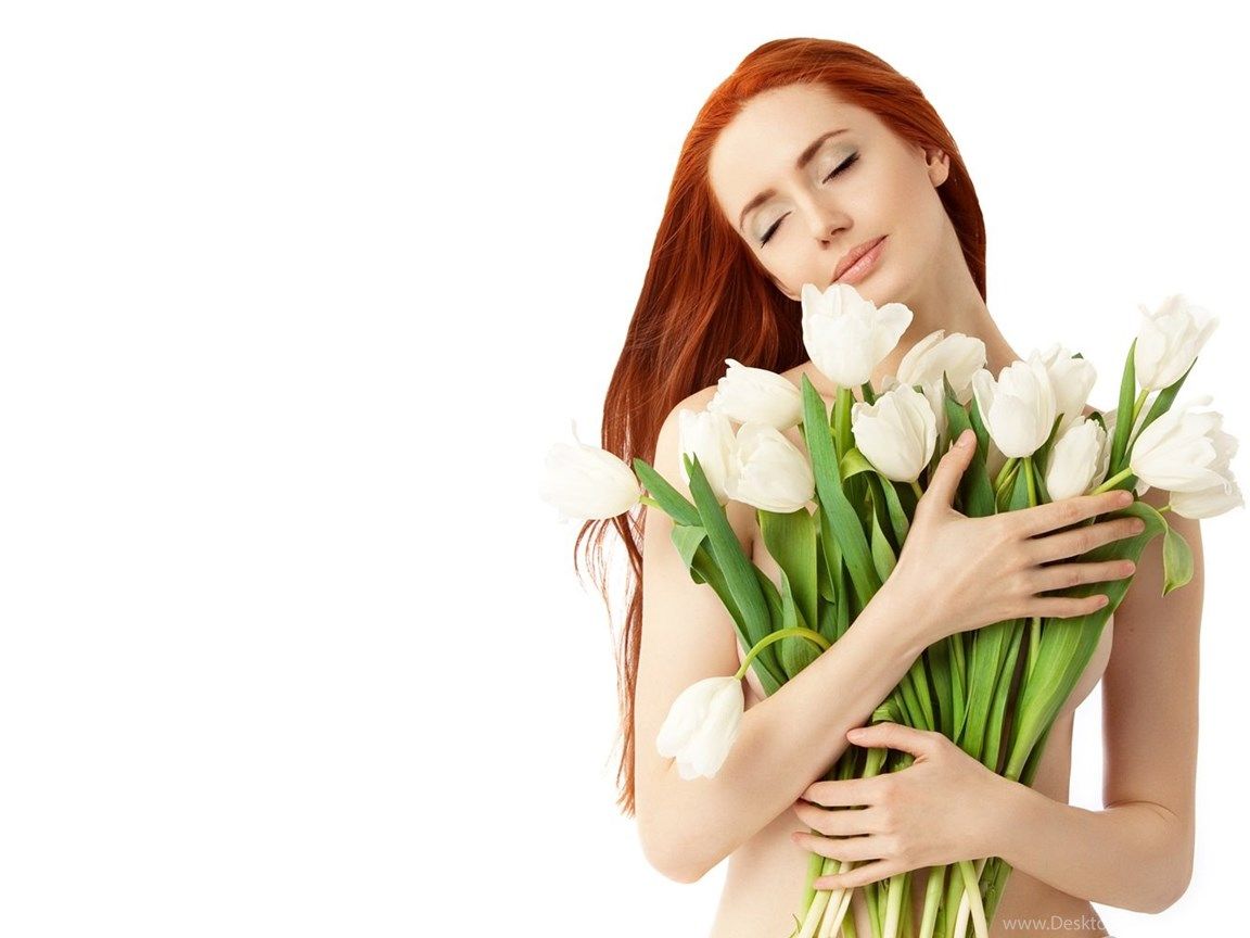 Beautiful Women With Flowers Wallpaper Desktop Background