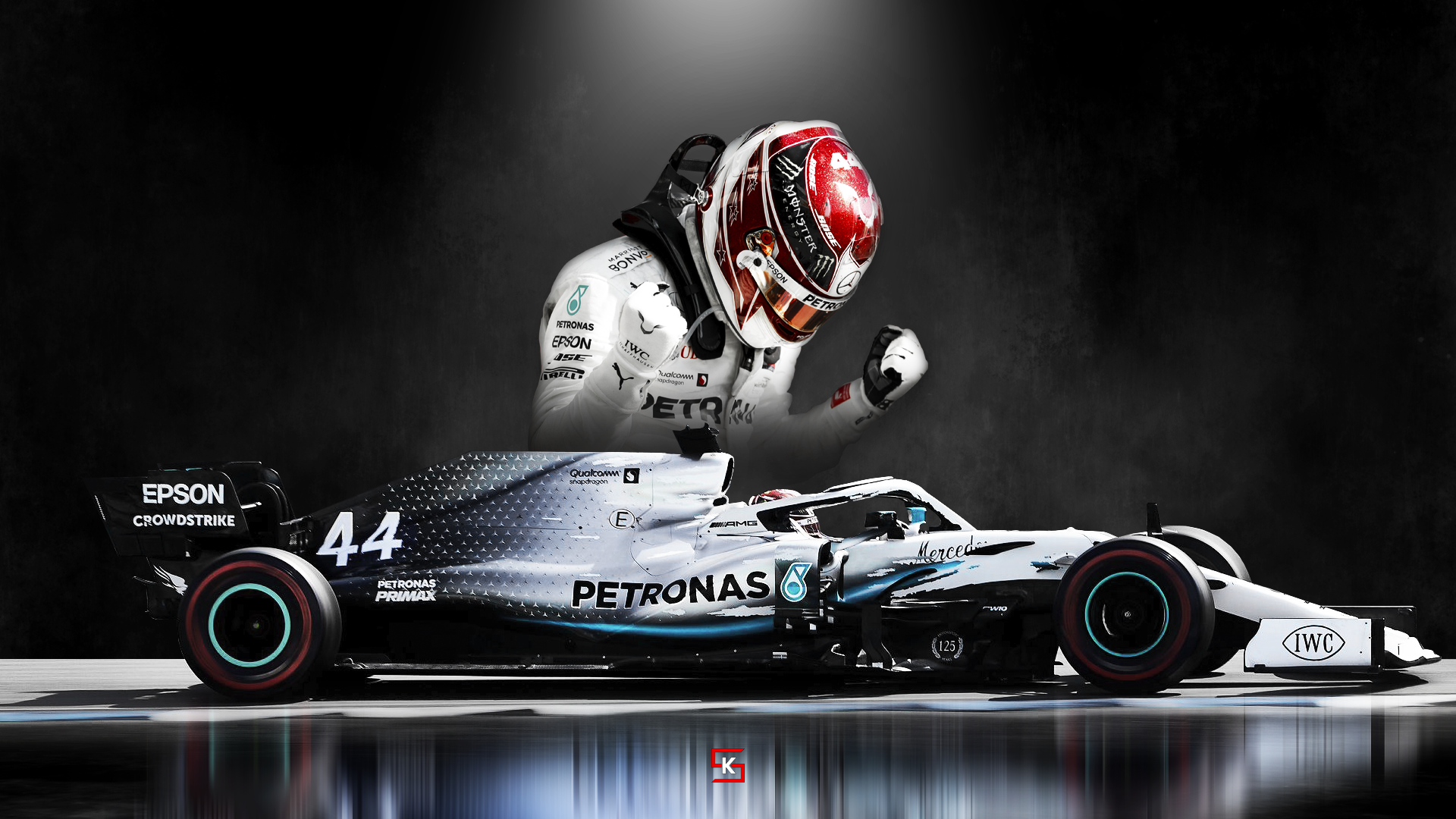 Download Champion F1 driver Lewis Hamilton stepping out of his race car  Wallpaper | Wallpapers.com