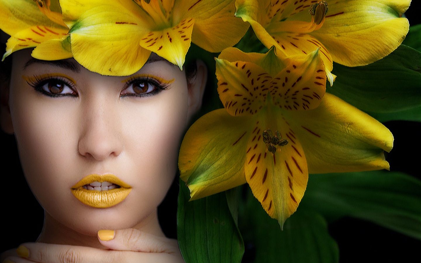Model Woman Flower Wallpaper:1440x900