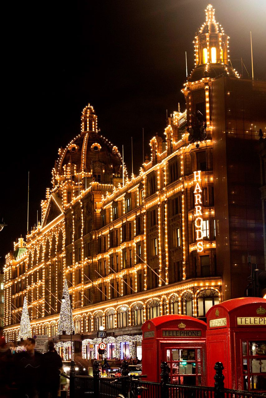 Harrods London Christmas Lights HD Wallpaper