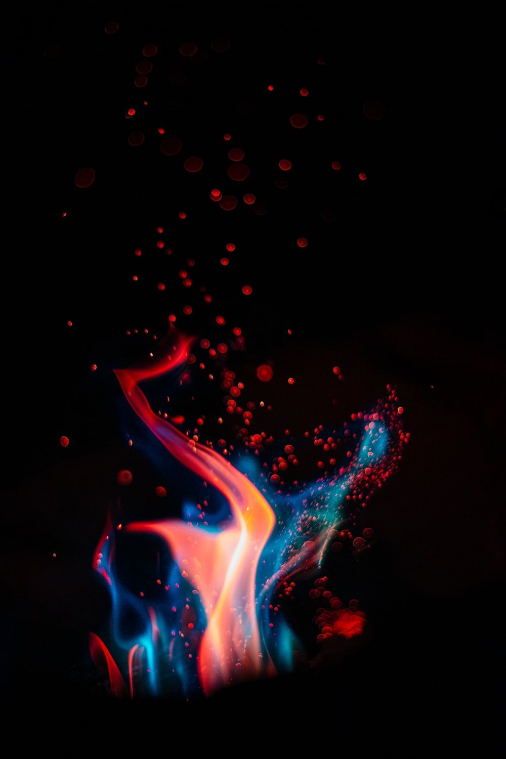 red and blue fire digital wallpaper photo