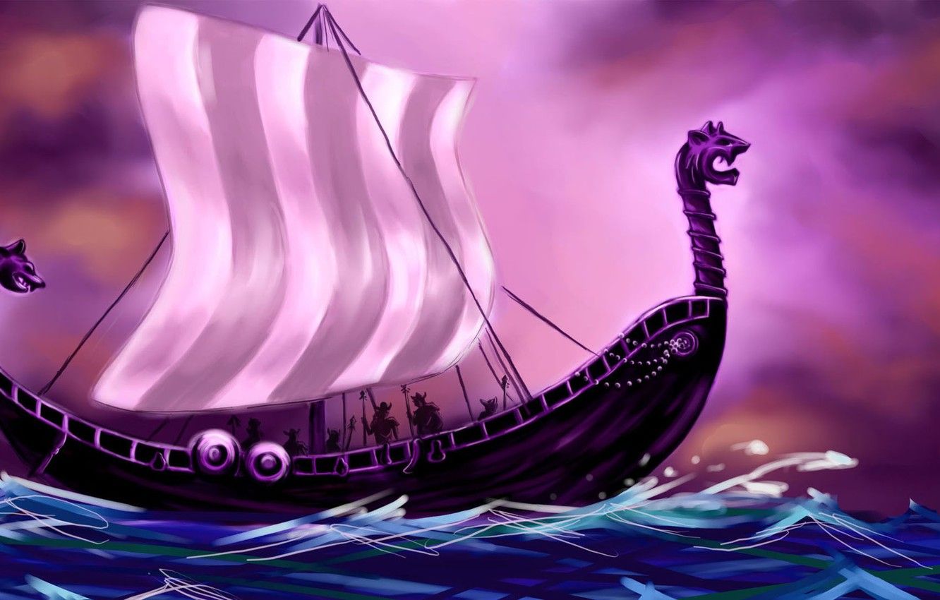 Wallpaper Sea, The Vikings, Ship Dragon, Drakkar, Sailors Image For Desktop, Section рендеринг