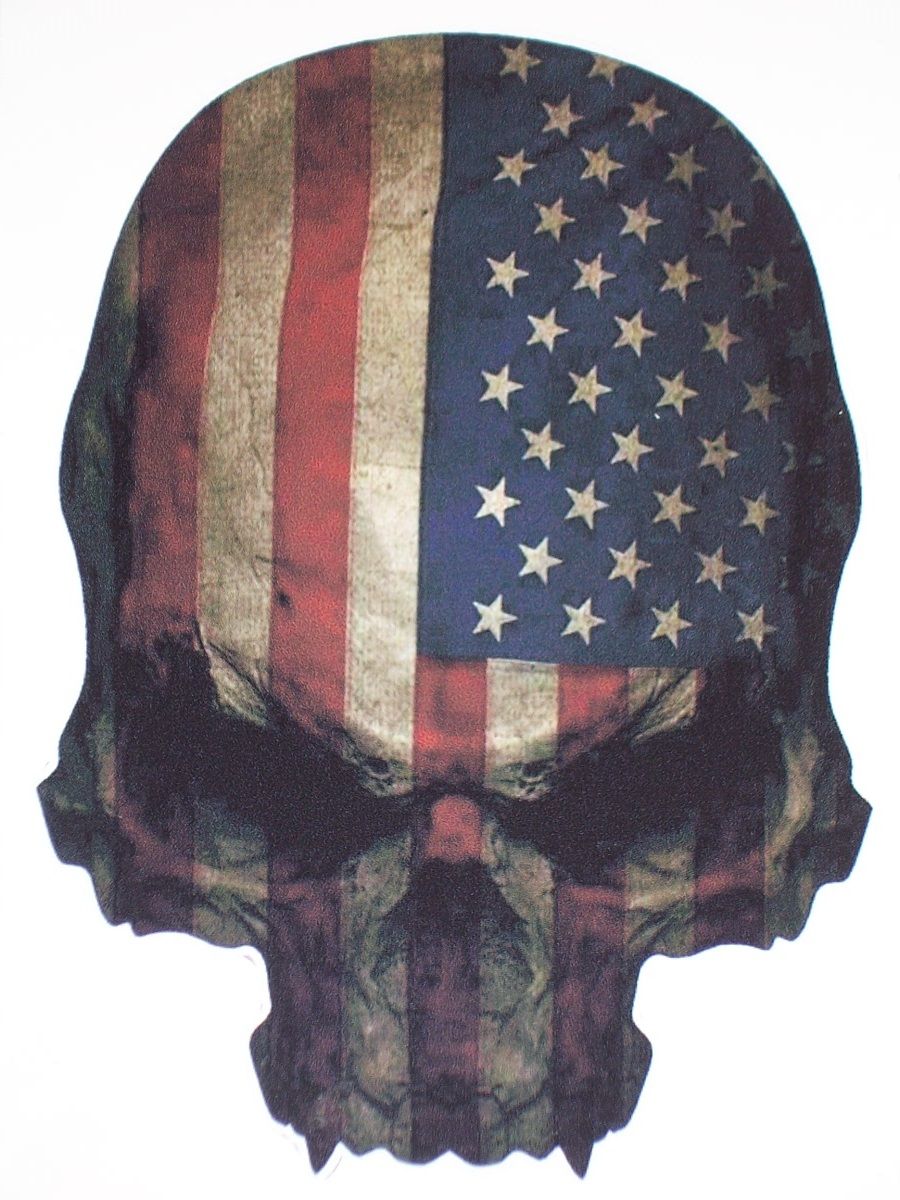 American Flag Skull 6 x 8 Full color tailgate Graphic Window Decal
