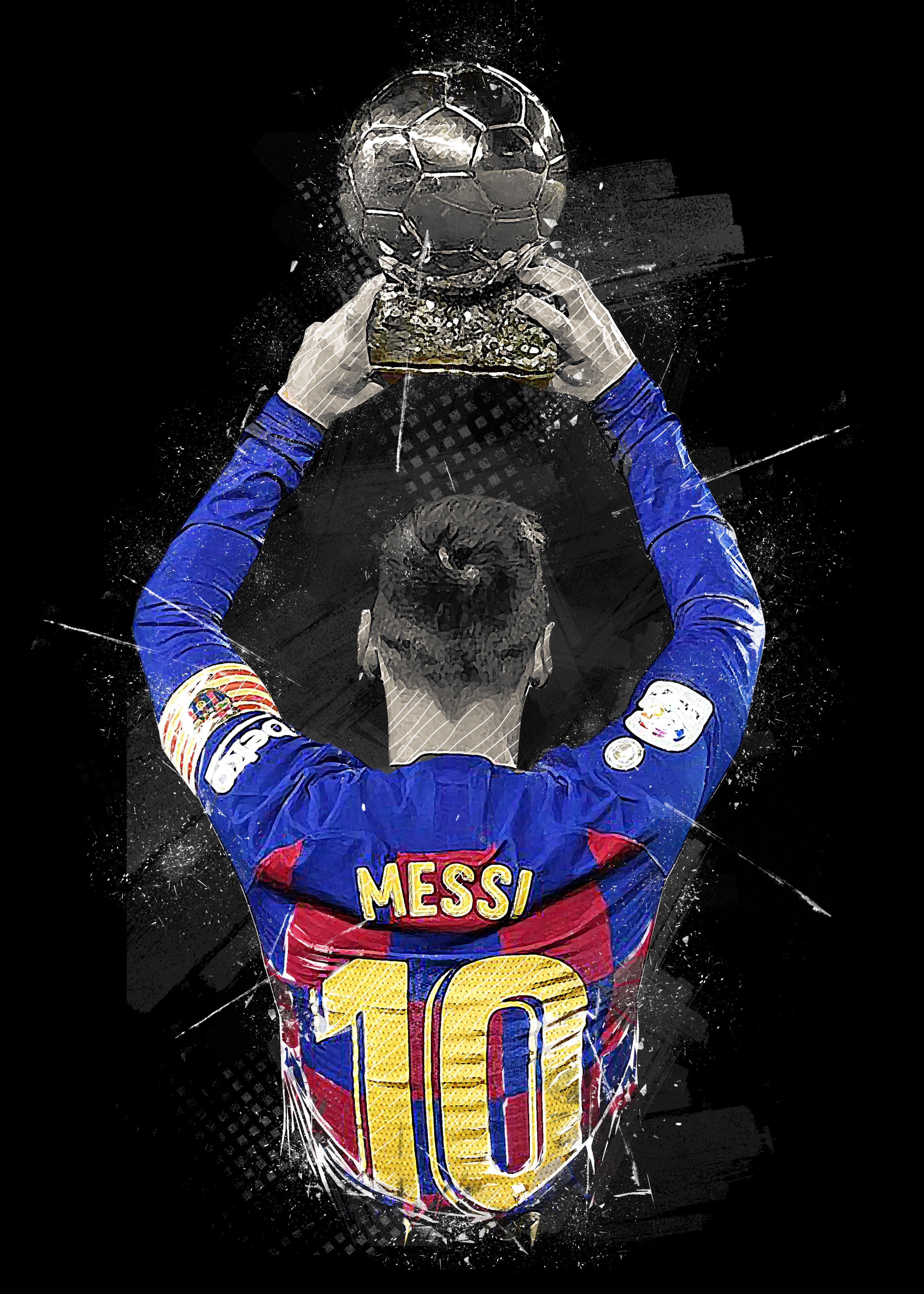 Lionel Messi Ballon d'Or Paintings Art. Lionel messi posters, Lionel messi wallpaper, Lionel messi