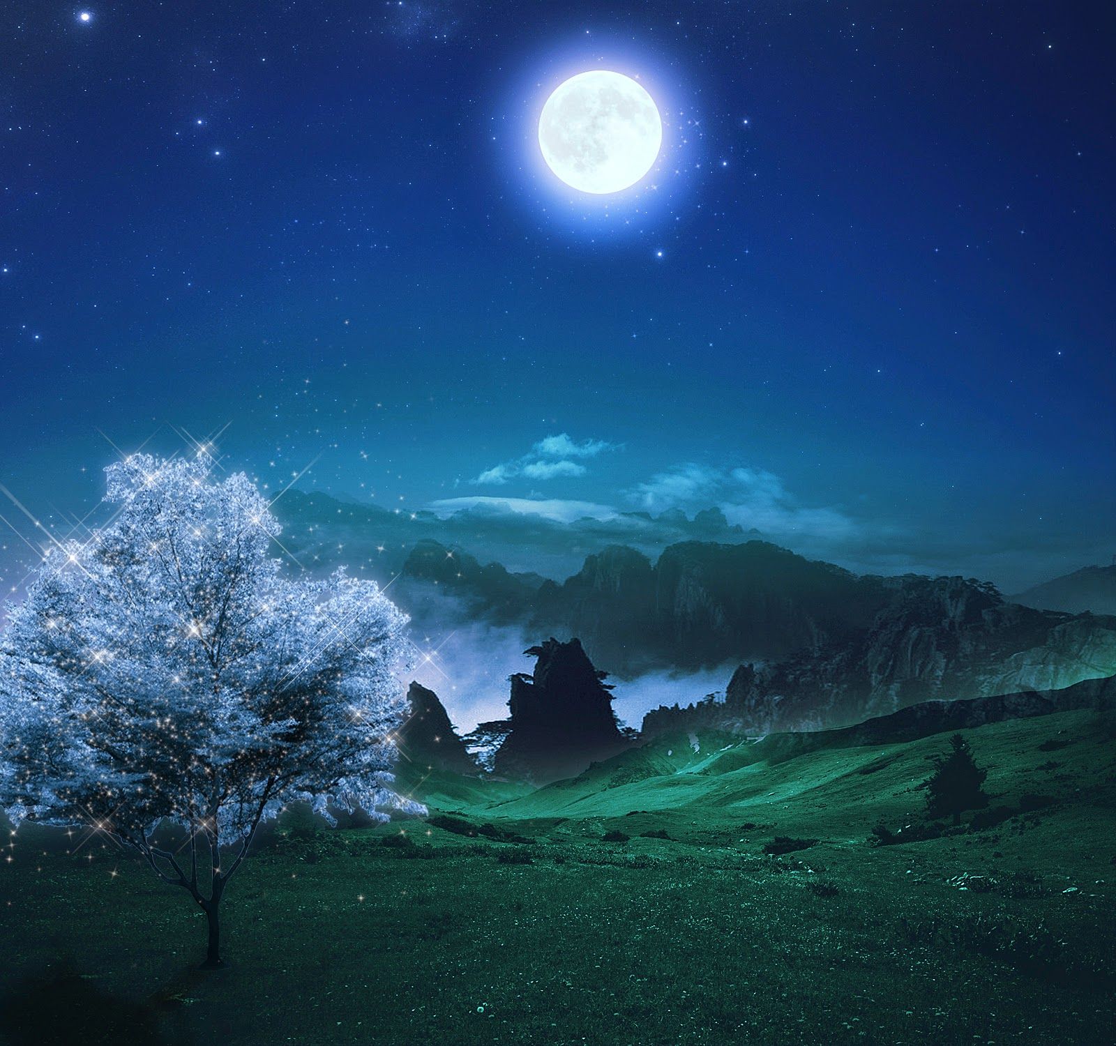 Night Nature HD Wallpaper For Pc Blue Night Sky HD Wallpaper