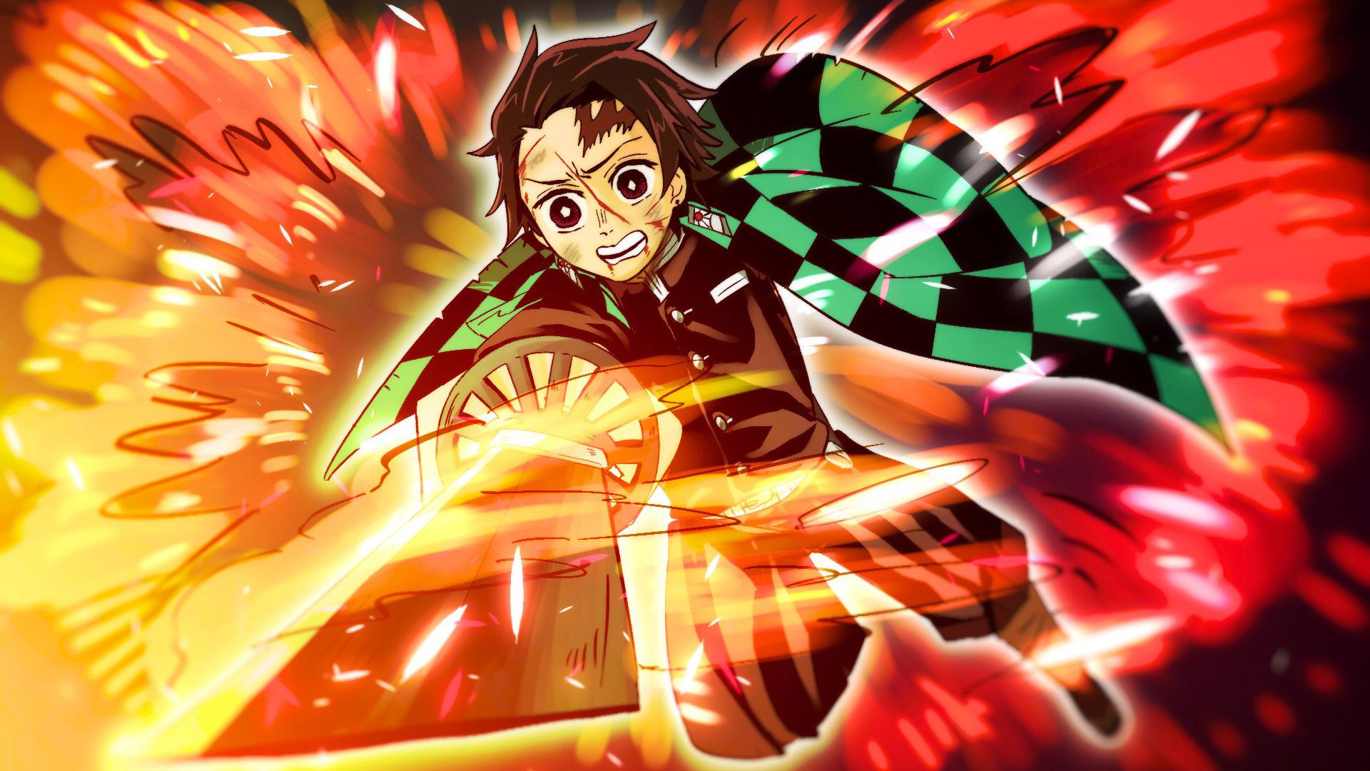 Demon Slayer Tanjiro Kamado With Sword On Fire HD Anime Wallpaper