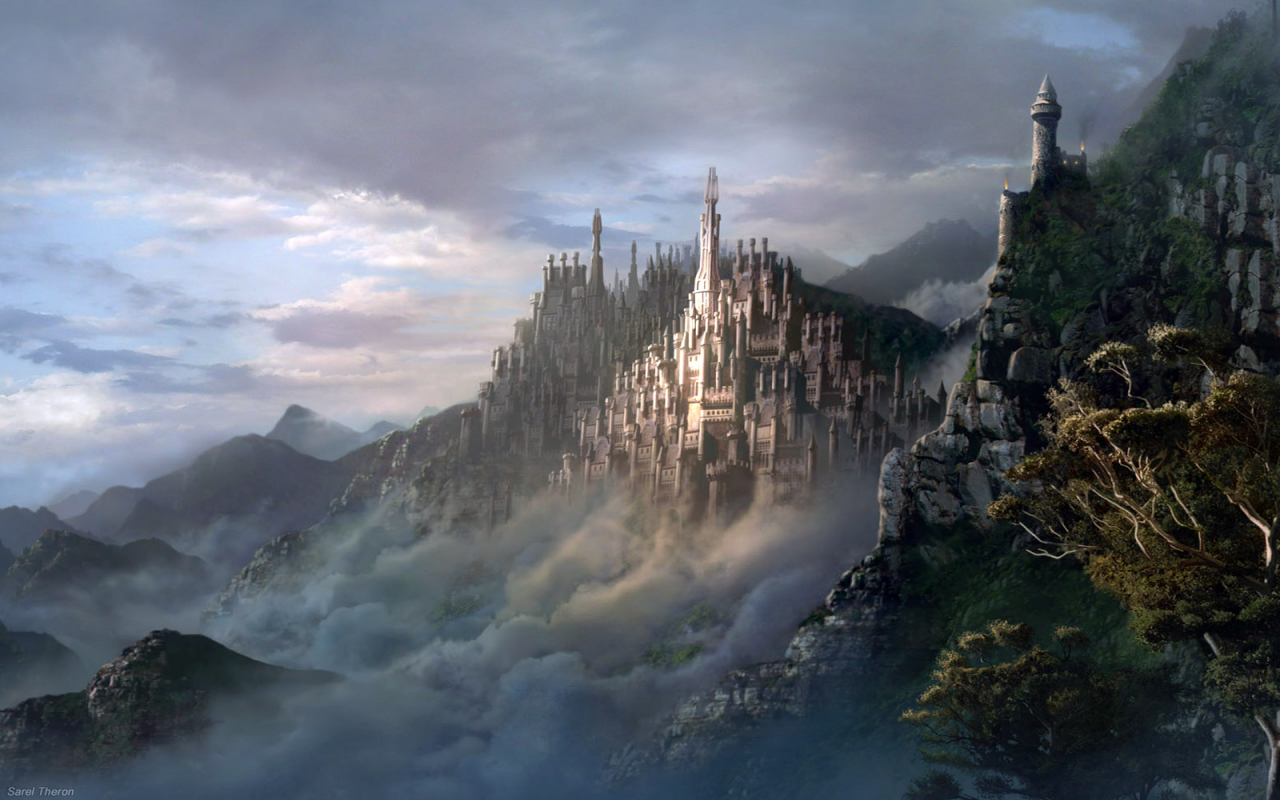 Fantasy Castle Desktop Wallpaper Fantasy Mountain City HD Wallpaper