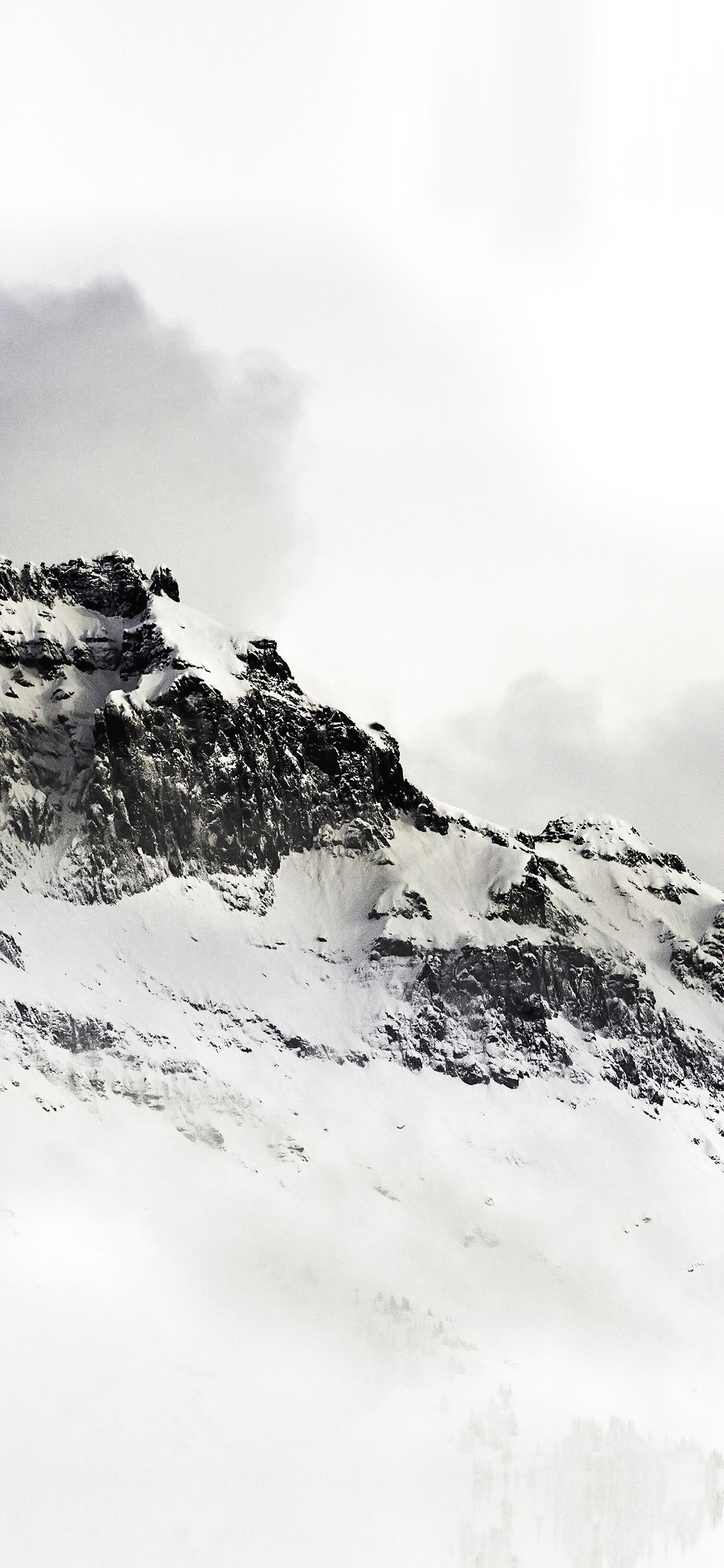iPhone wallpaper. mountain white snow winter minimal