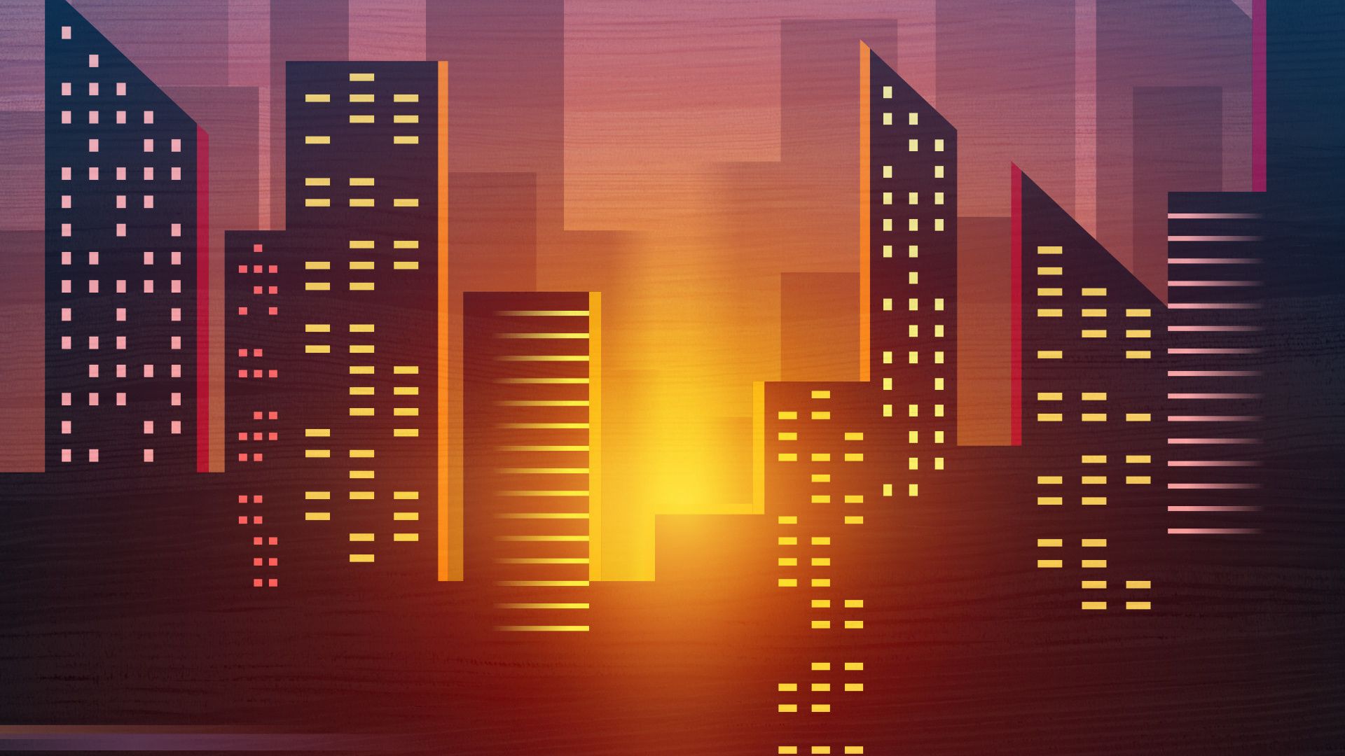 Wallpaper City, Buildings, Vector, Sunset, Minimalist Vector Wallpaper & Background Download