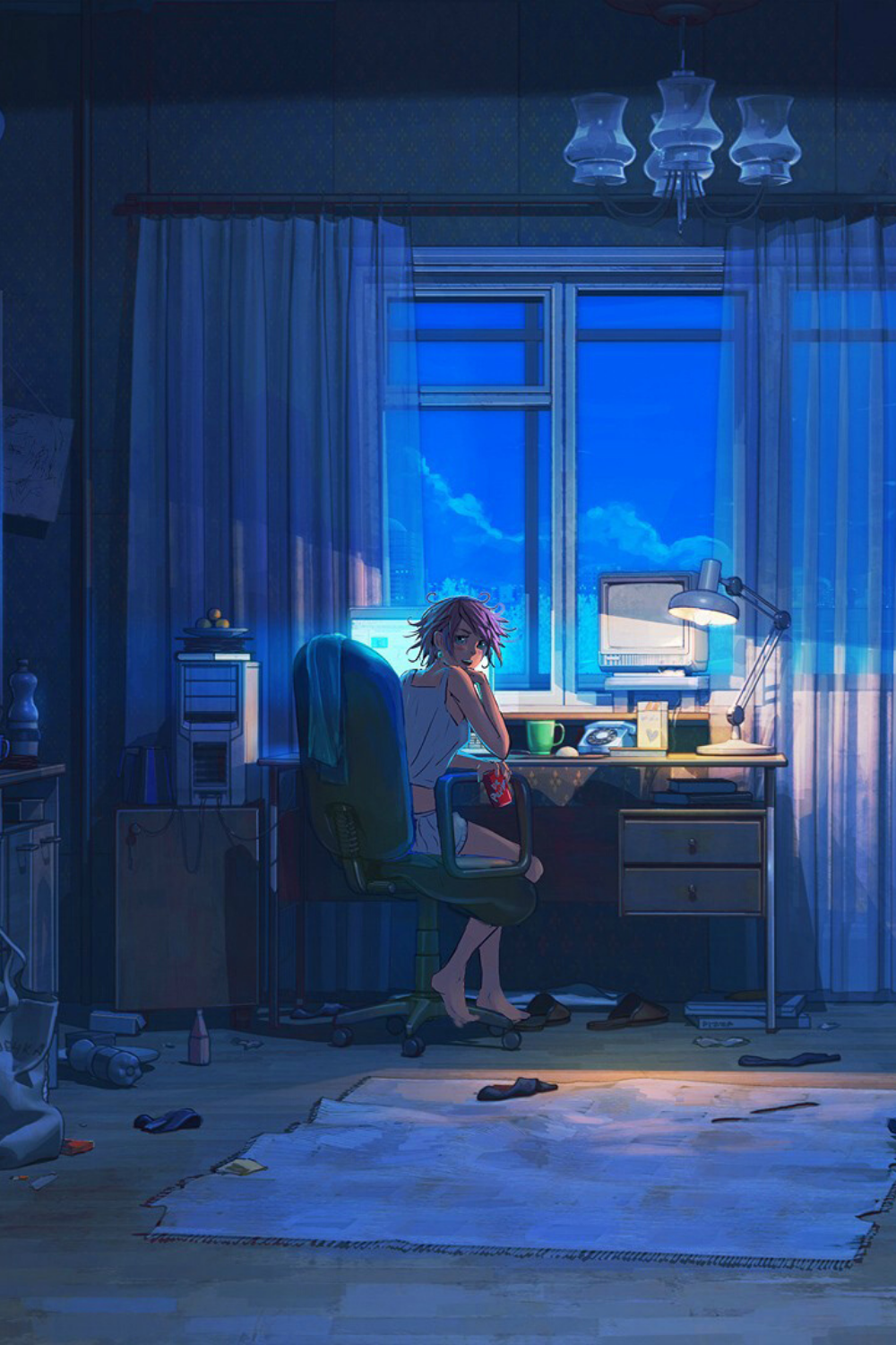 Late night chillin'. HD anime wallpaper, Android wallpaper, Anime scenery wallpaper
