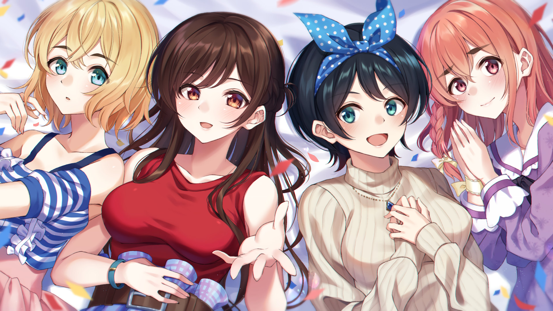 Kurousagi Yuu, Sumi Sakurasawa, Mami Nanami, Kanojo, Okarishimasu (Rent A Girlfriend), Chizuru Mizuhara, Ruka Sarashina, Anime Girlsx1080 Wallpaper