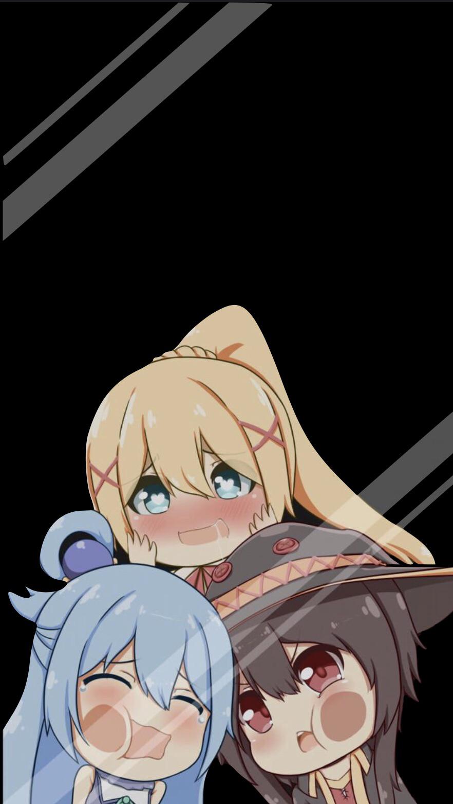 Chibi wallpaper of the MCs (dark amoled ver.)