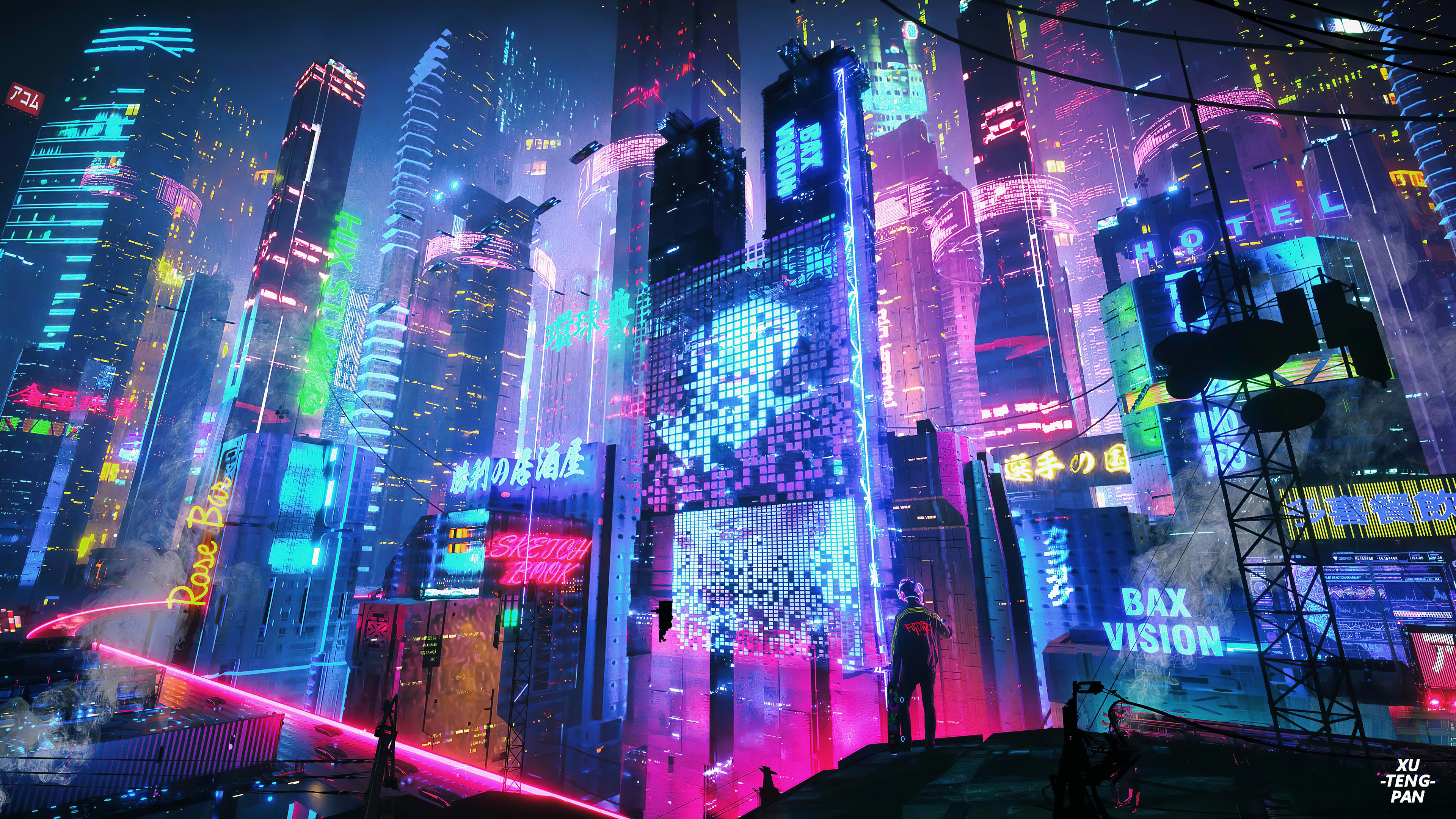 City by Xuteng Pan [3840x2160]. Desktop wallpaper art, Aesthetic desktop wallpaper, Cyberpunk city