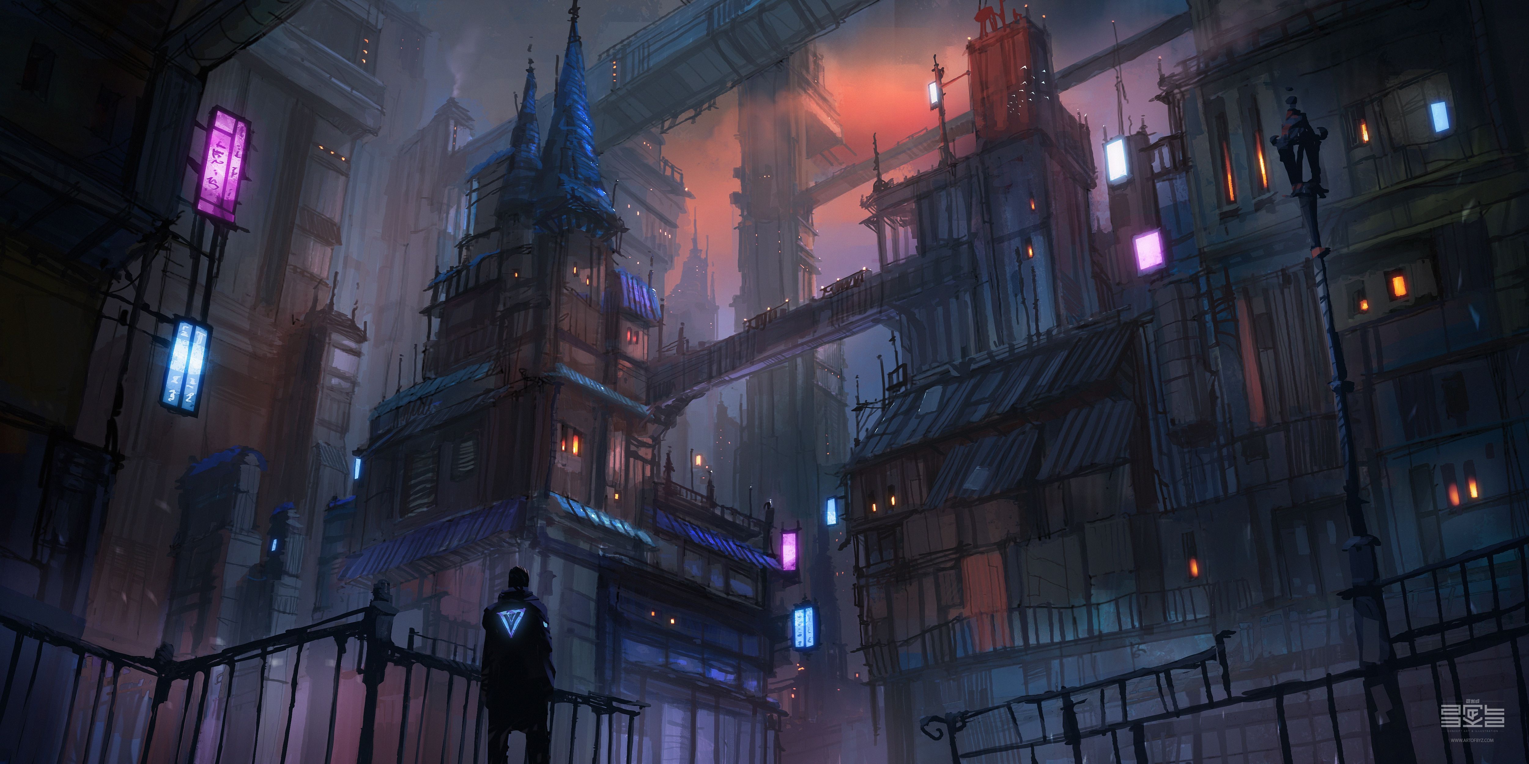 Cyberpunk City Desktop Background