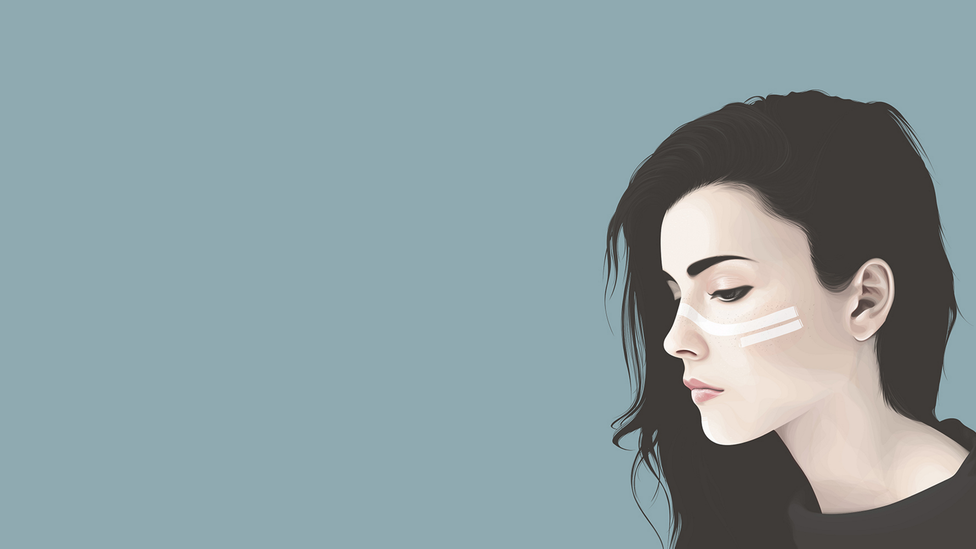 Download 1920x1080 Woman, Profile View, Black Hair, Digital Art Wallpaper for Widescreen