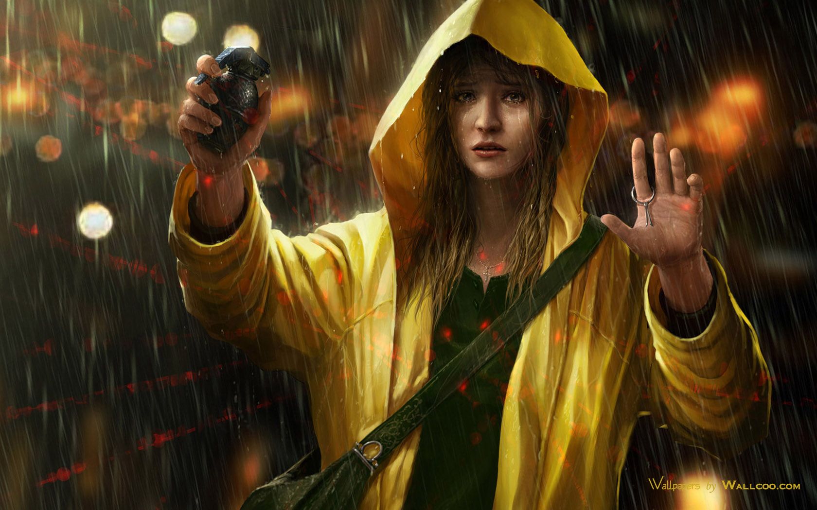 Digital Art HD Wallpaper In Yellow Rain Jacket