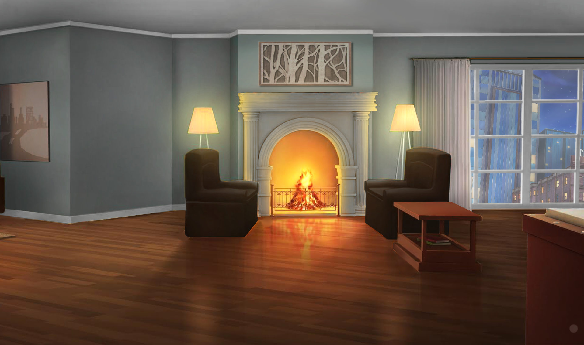 Apartment Living Room Night. Living room background, Anime scenery wallpaper, Episode interactive background