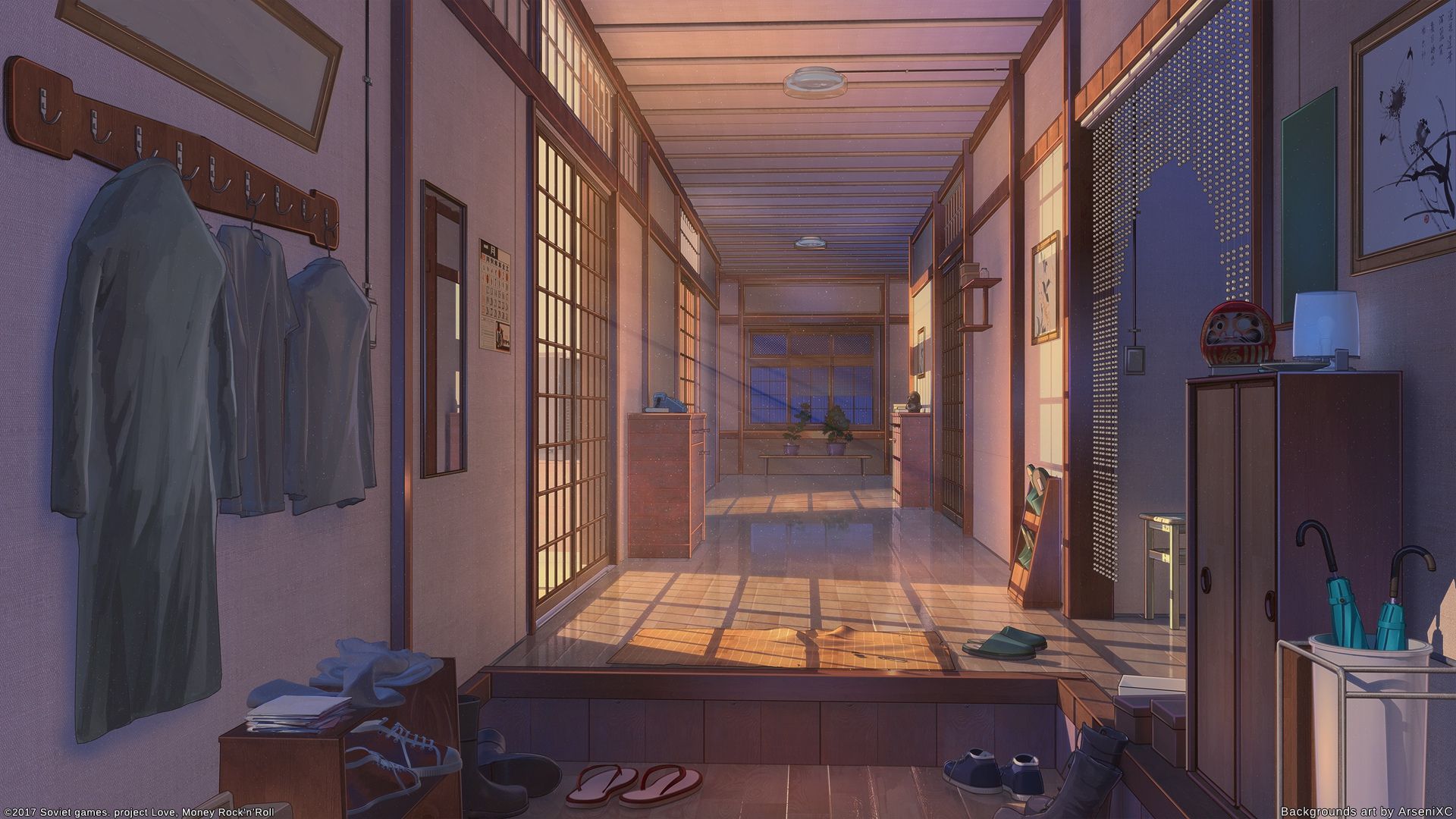 Anime House Hallway Background