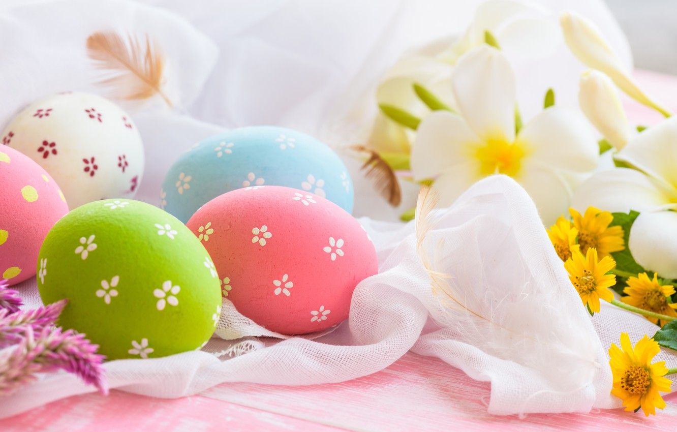 Wallpaper flowers, eggs, Easter, flowers, spring, Easter, eggs, decoration, pastel colors image for desktop, section праздники