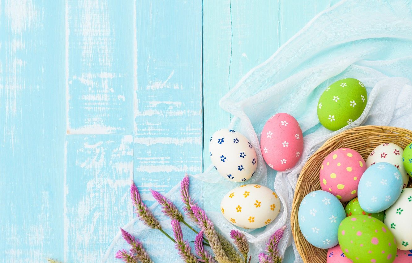 Wallpaper flowers, eggs, Easter, flowers, spring, Easter, eggs, decoration, pastel colors image for desktop, section праздники