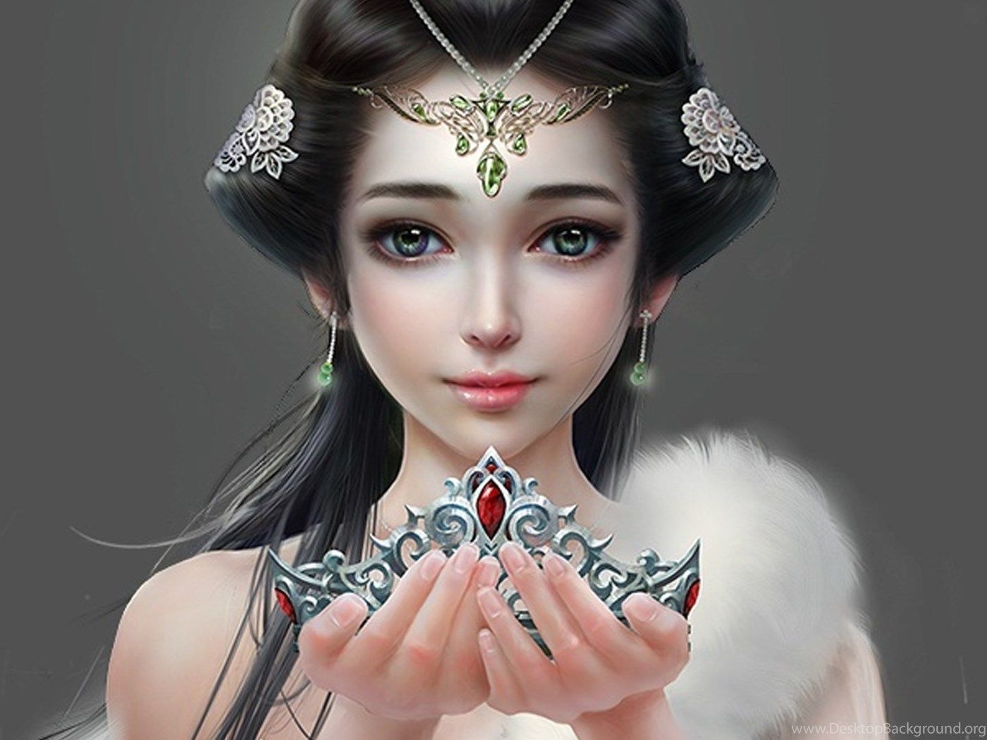 Princess Girl Painting 3D Fantasy Wallpaper Desktop Background