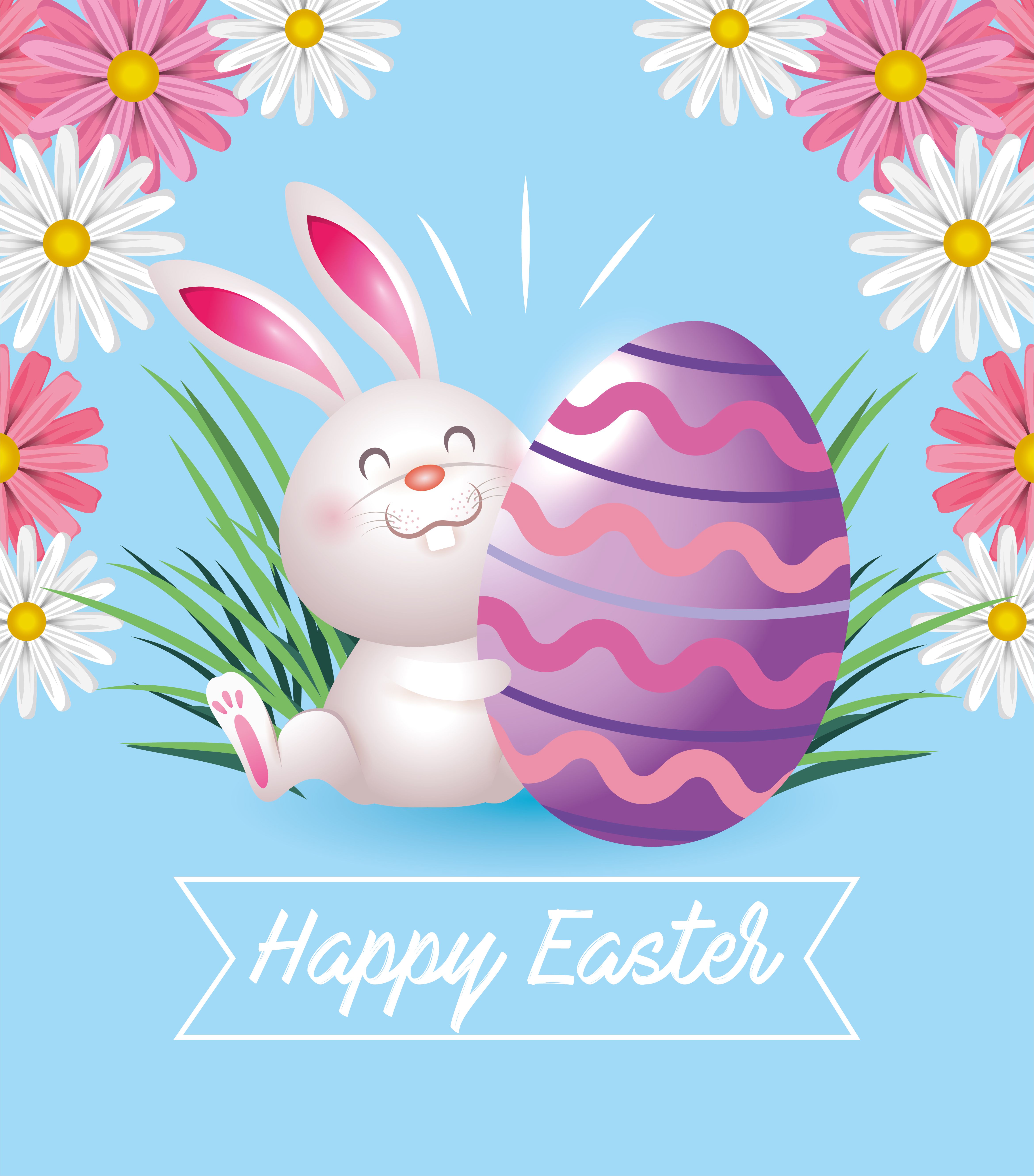 happy easter rabbit with egg decoration Free Vectors, Clipart Graphics & Vector Art
