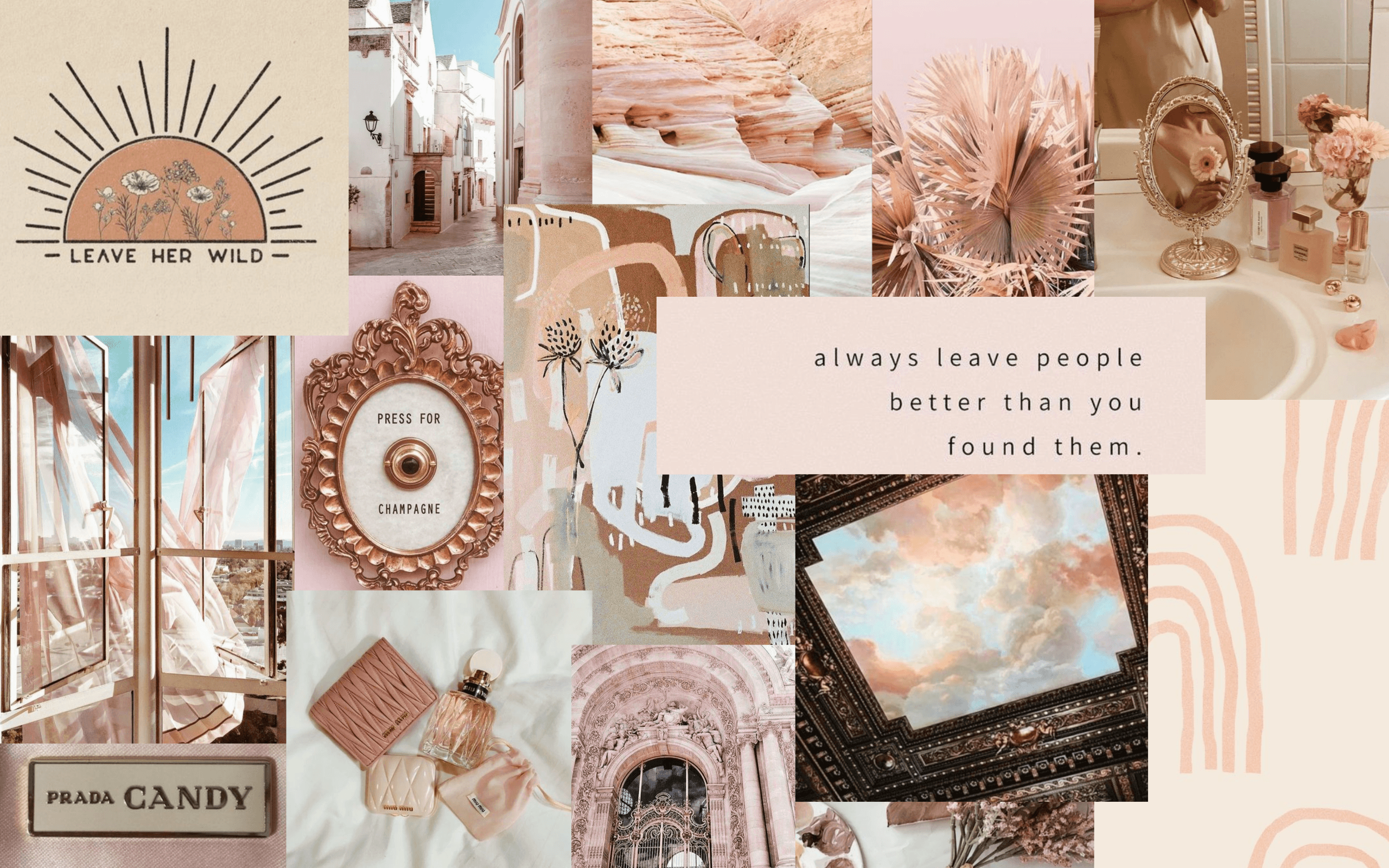 Neutral Aesthetic Collage Desktop Wallpaper wallpaper and background image