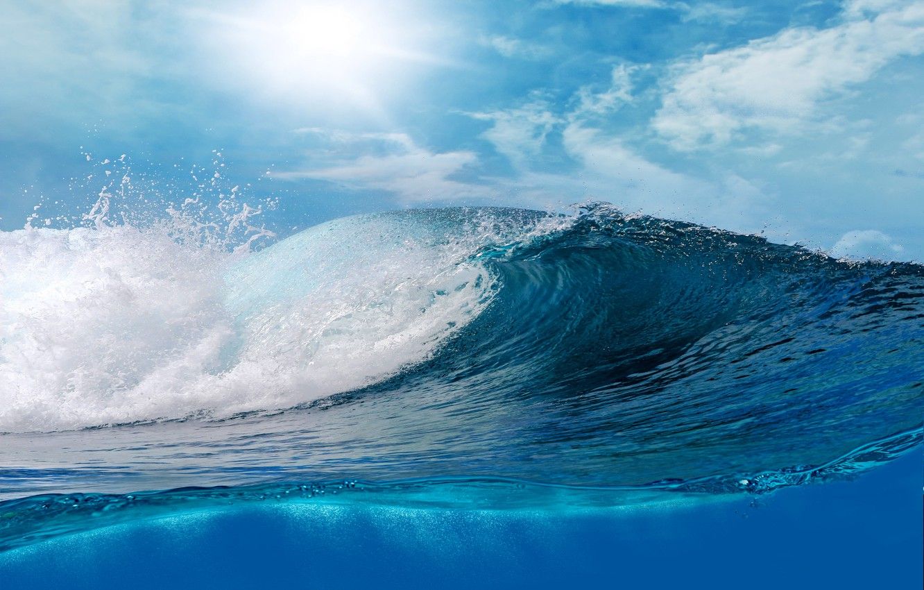 Wallpaper sea, water, the ocean, wave, sky, sea, ocean, blue, splash, wave image for desktop, section природа