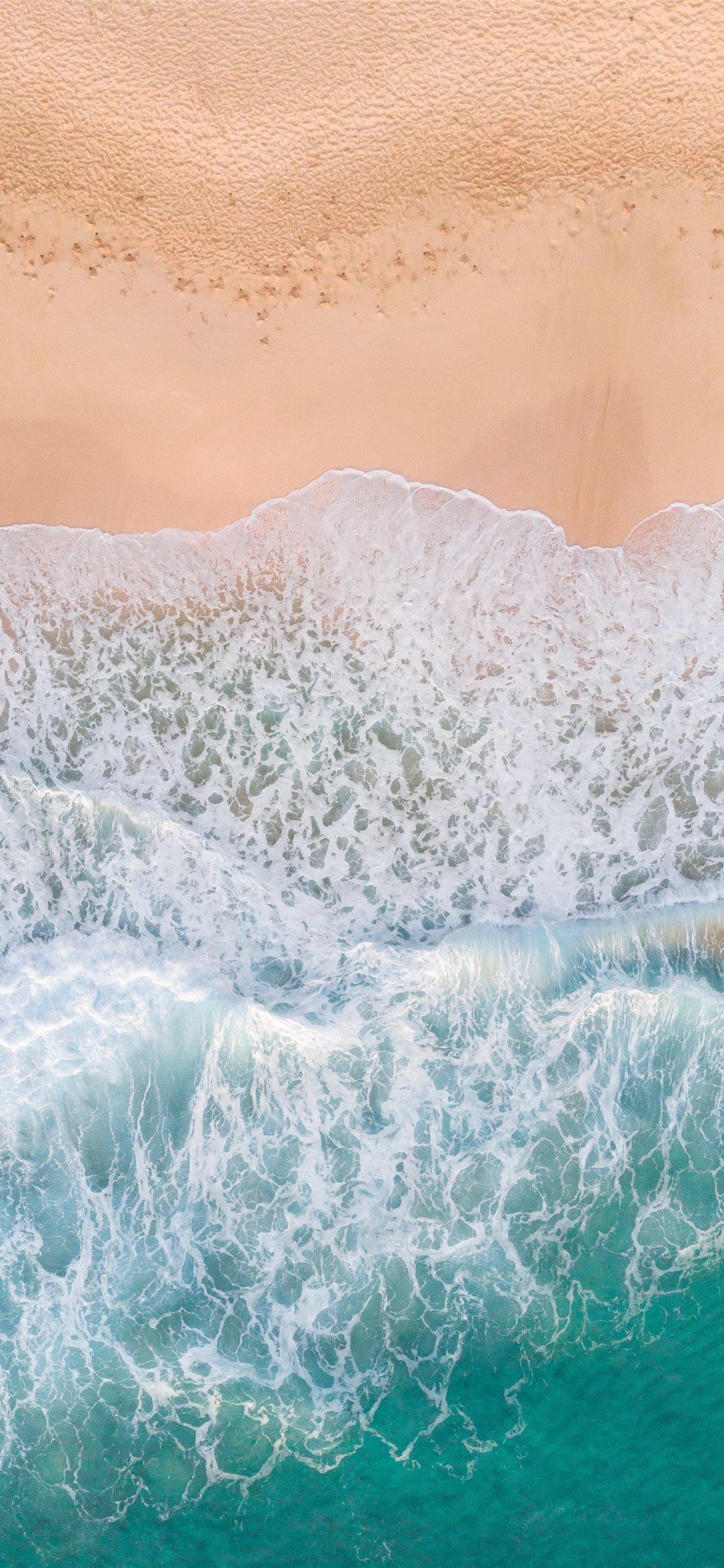 aerial photography of waves splashing on white san. iPhone X Wallpaper Free Download