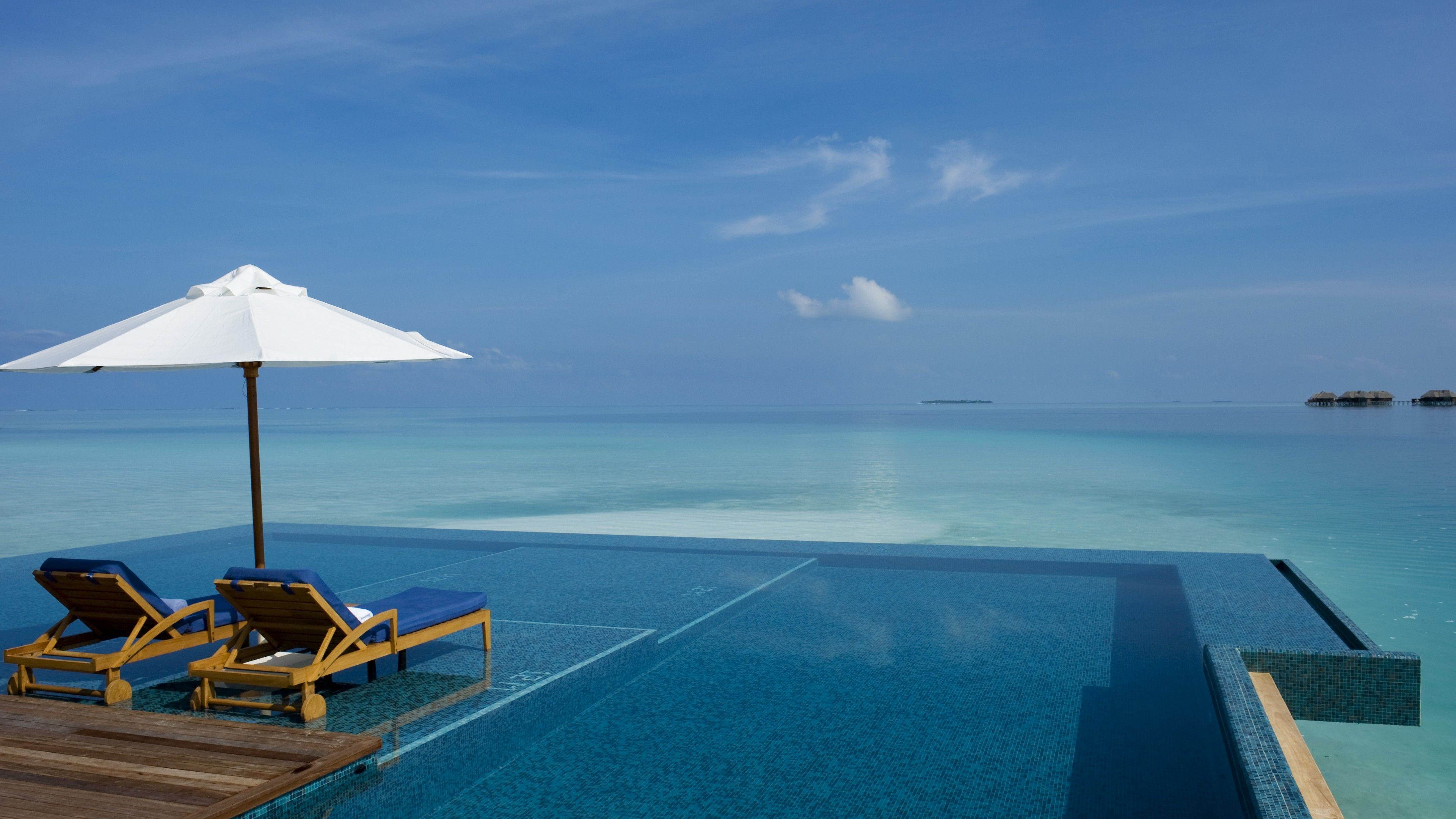 Wallpaper Conrad Rangali Maldives Luxury Resort, Best Hotels of tourism, travel, resort, vacation, pool, ocean, sea, sunbed, sky, blue, Travel