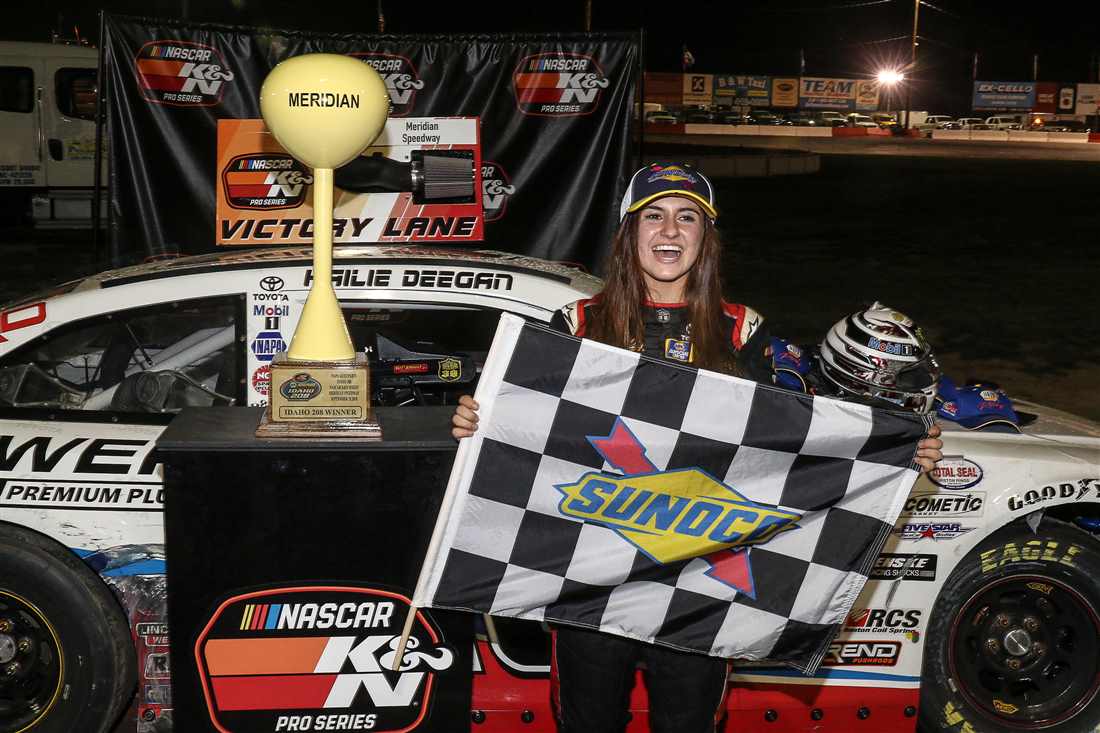 image from Hailie Deegan's historic win. Official Site Of NASCAR