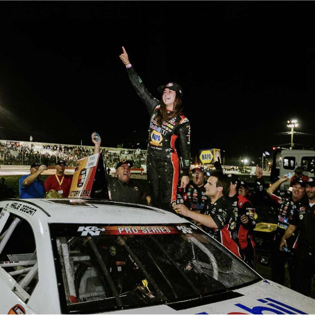 image from Hailie Deegan's historic win. Official Site Of NASCAR